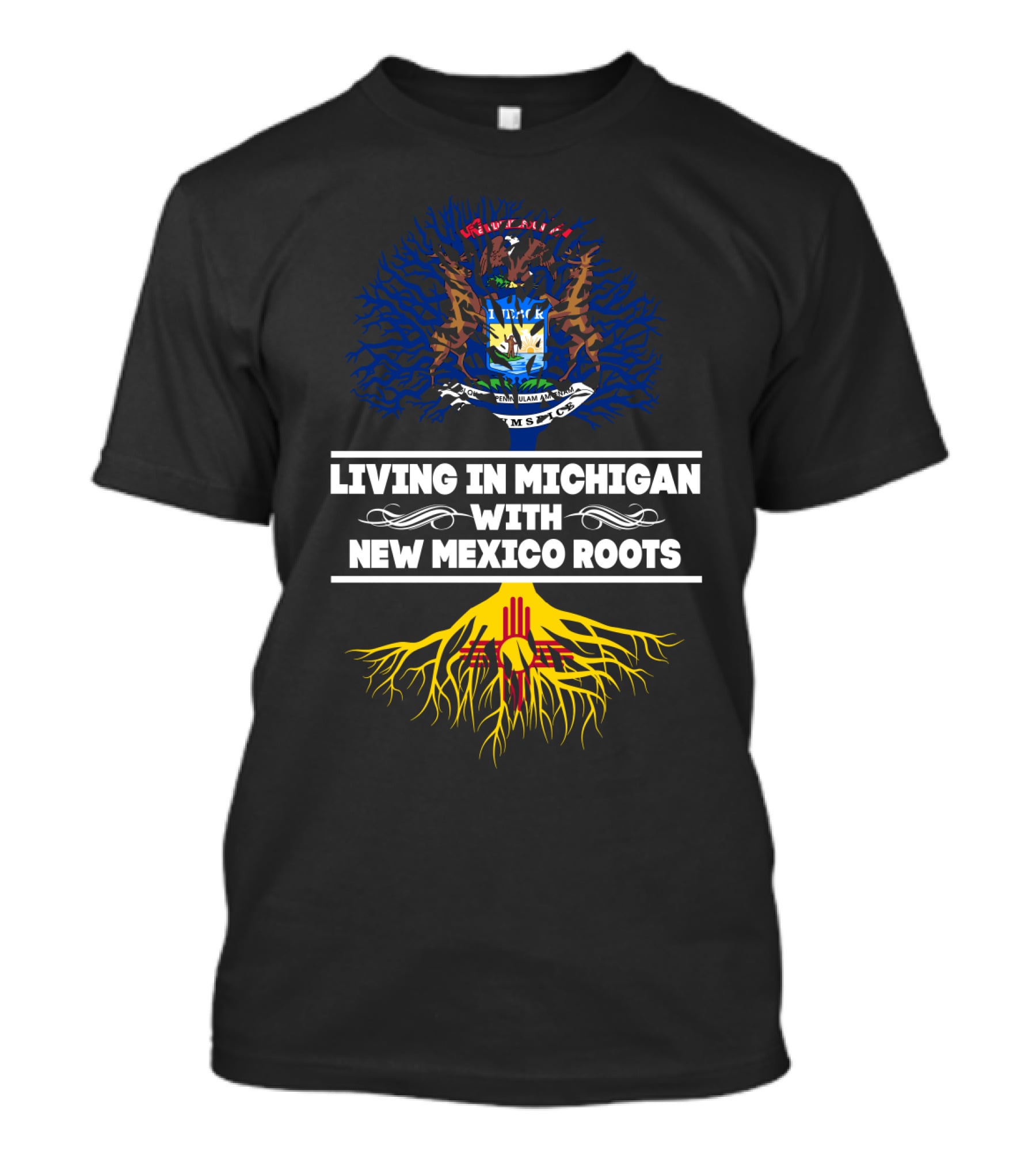 Michigan Life With New Mexico Zia Symbol Roots Heritage T-Shirt