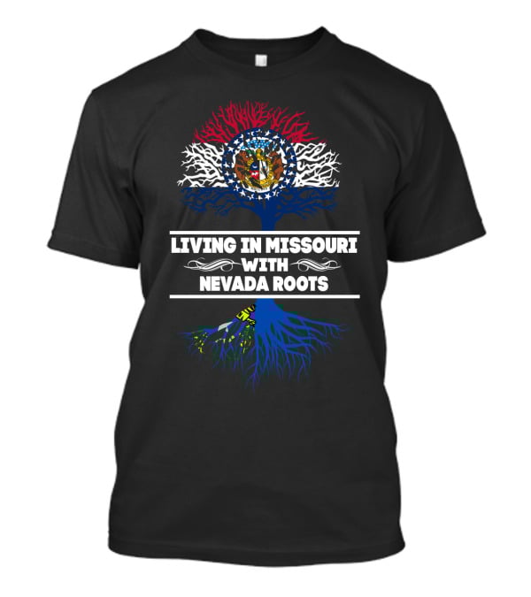 Missouri Flag Tree With Nevada Roots Symbolizing Dual State Pride T-Shirt