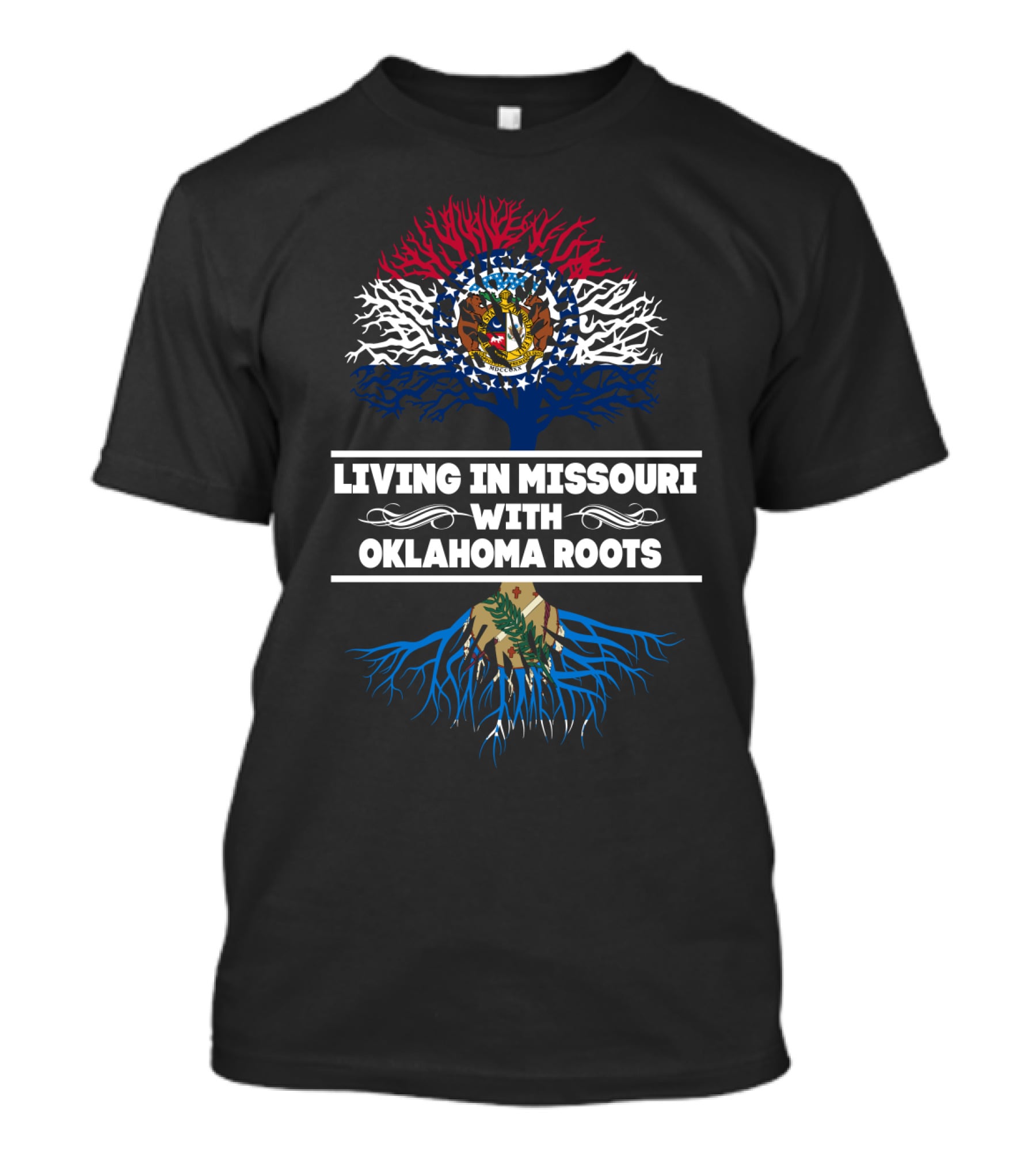 Missouri Pride With Oklahoma Heritage Tree Flag T-Shirt