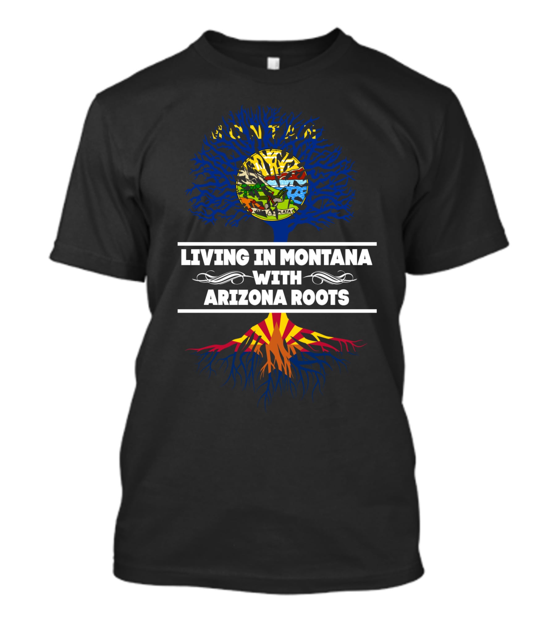 Montana Living With Arizona State Flag Roots Tree T-Shirt