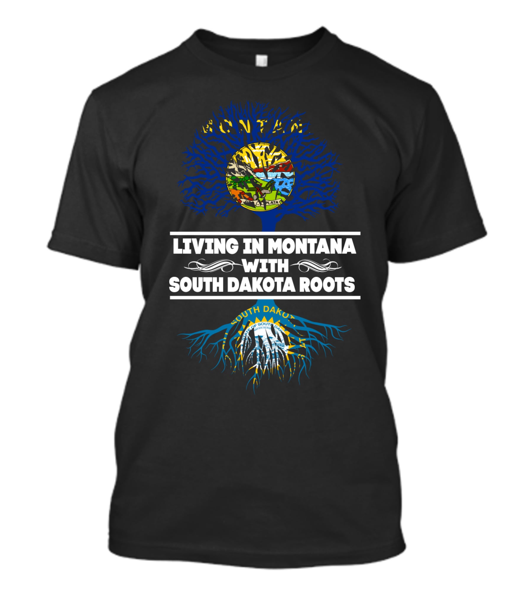Living In Montana With Deep South Dakota Heritage Symbolized By Vibrant Tree T-Shirt