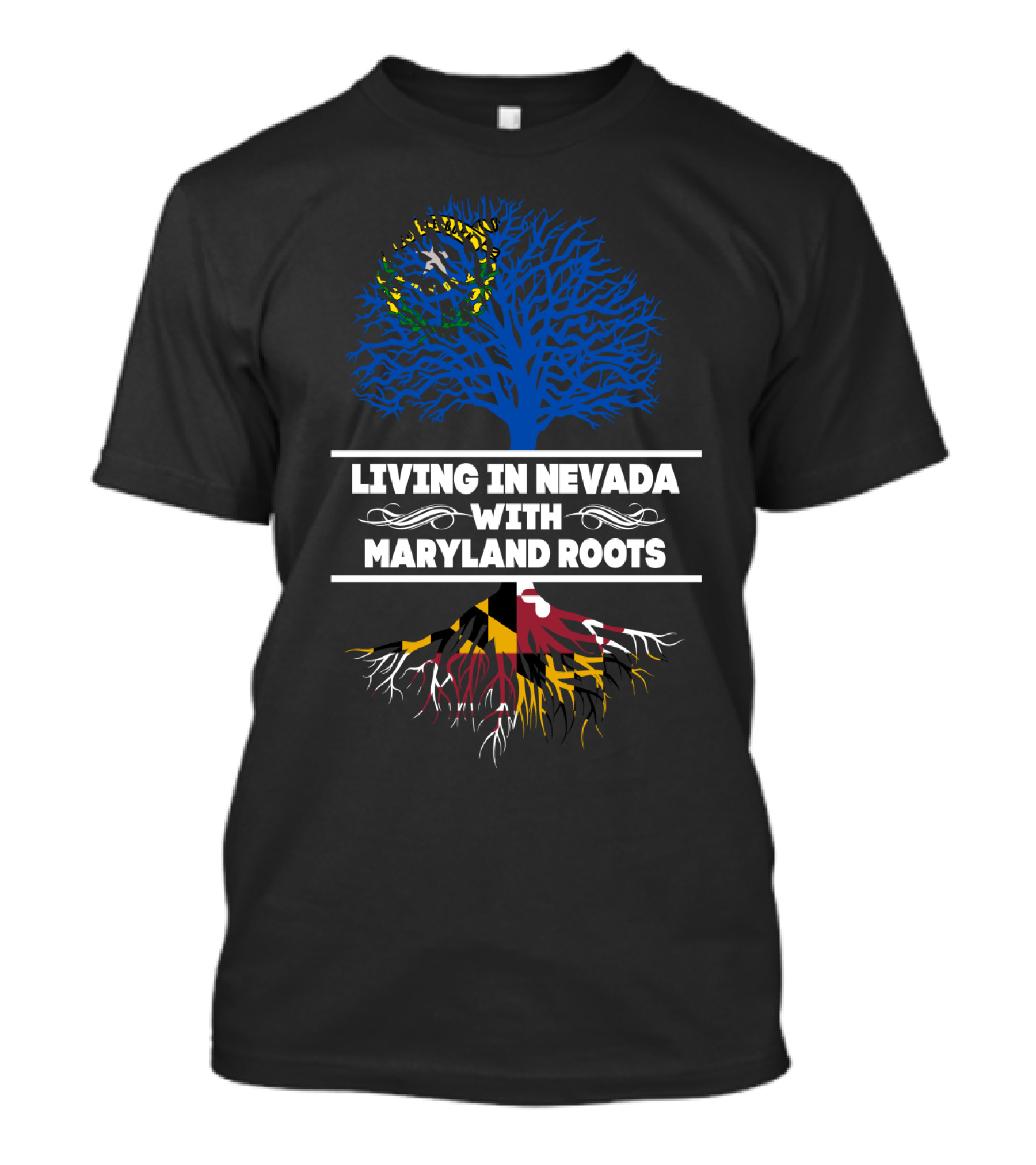 Nevada Pride Maryland Heritage State Flag Tree Roots T-Shirt