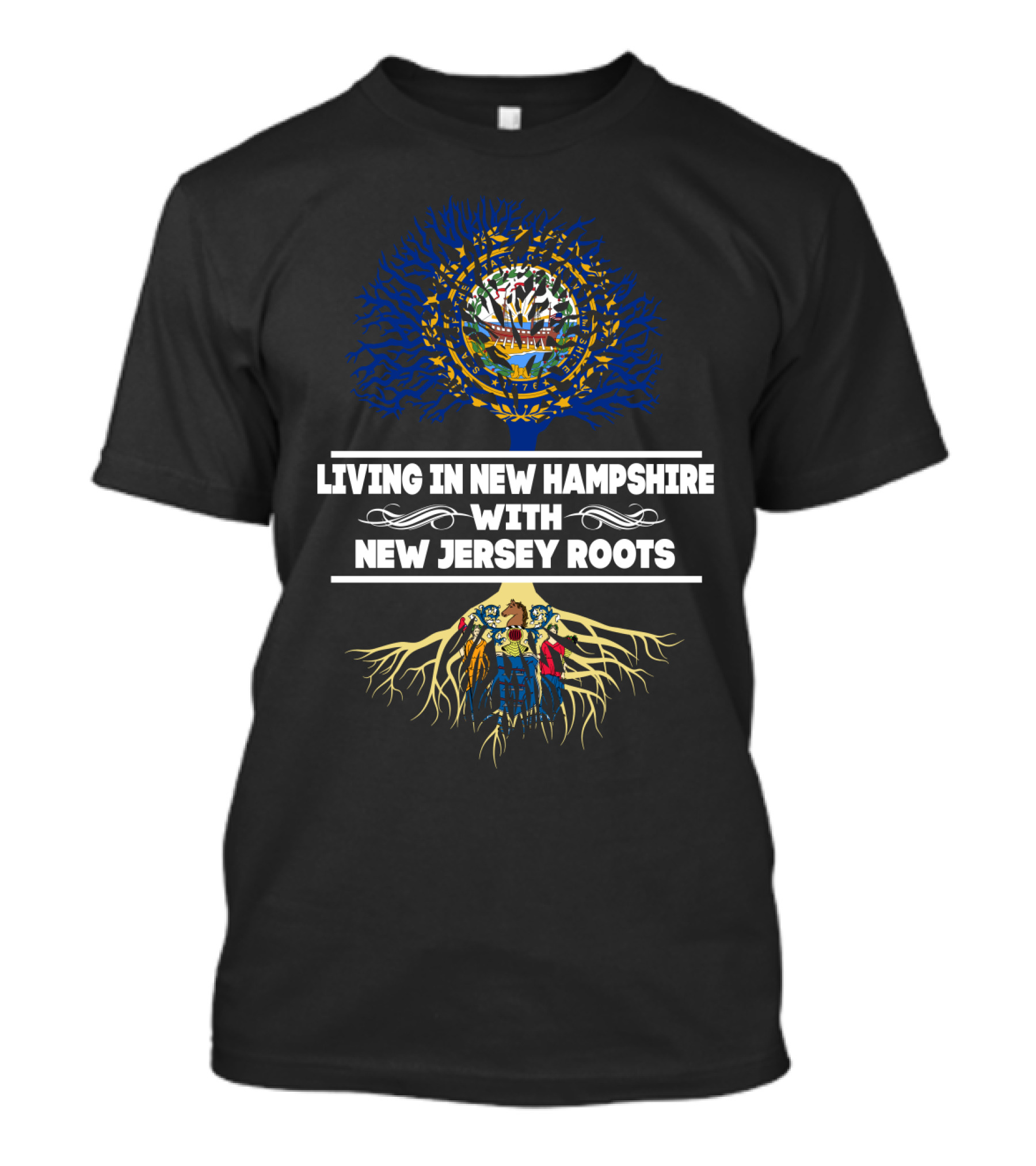 New Hampshire Living New Jersey Roots Tree With State Symbols T-Shirt