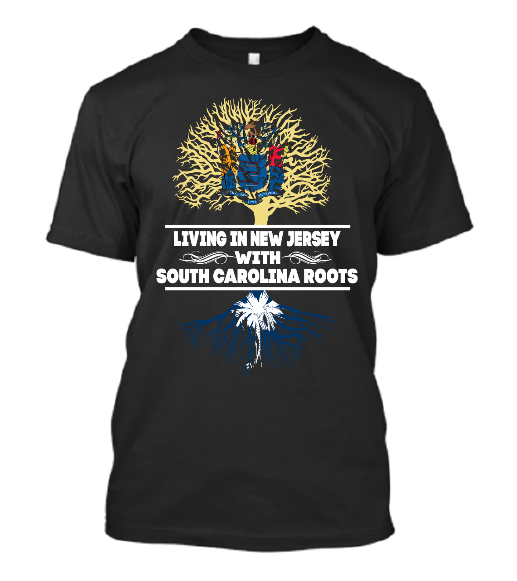 Living In New Jersey With Strong South Carolina Roots Illustrated By State-Inspired Tree T-Shirt