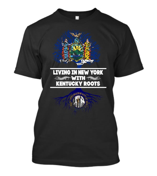 New York State Seal Top With Commonwealth Of Kentucky Bottom Roots Connection T-Shirt