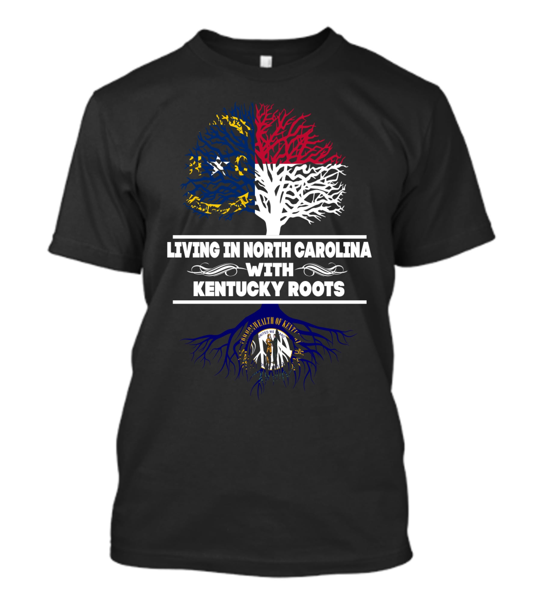 North Carolina Living With Kentucky State Roots Tree T-Shirt