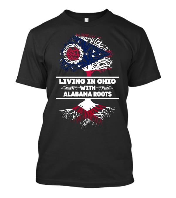 Ohio Flag Tree With Alabama Roots Iconography Living In Ohio With Deep Southern Heritage Connection T-Shirt