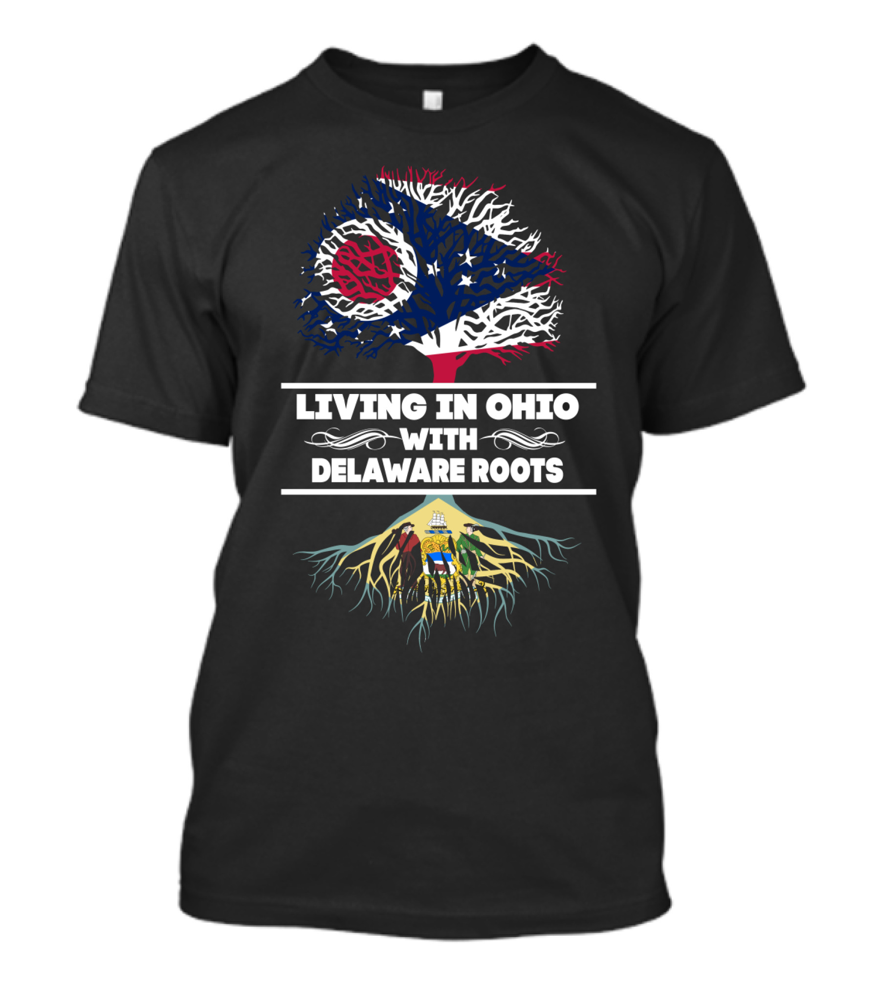 Ohio State Flag Tree Symbolizing Living In Ohio With Strong Delaware Heritage Roots T-Shirt