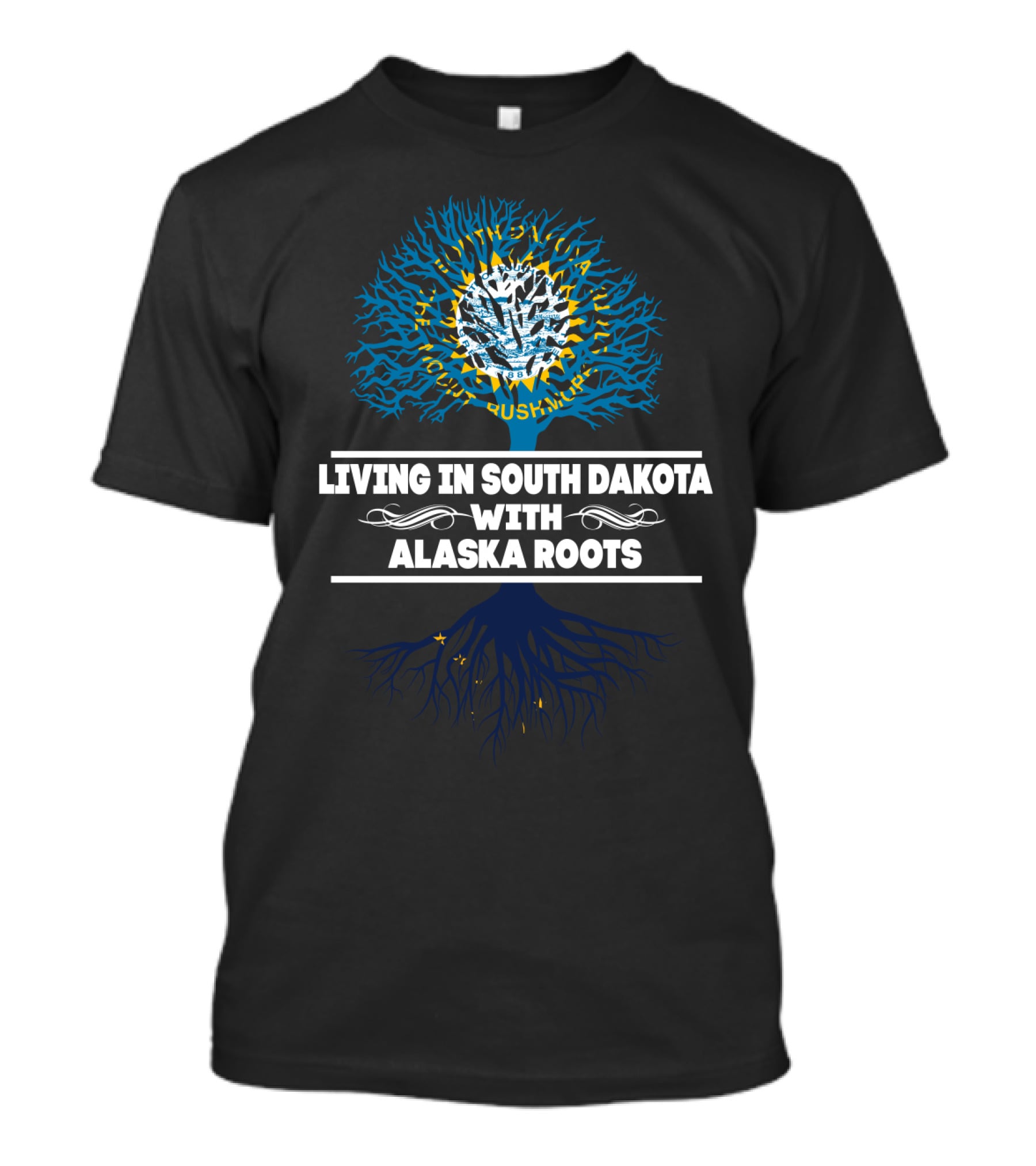 South Dakota Living Alaska Roots Tree Design With State Icons T-Shirt