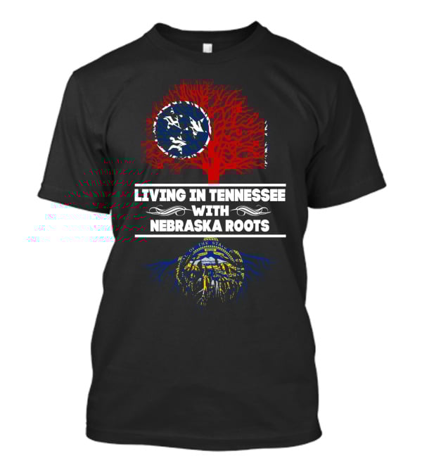 Tennessee Living Nebraska Roots With State Flag Tree T-Shirt