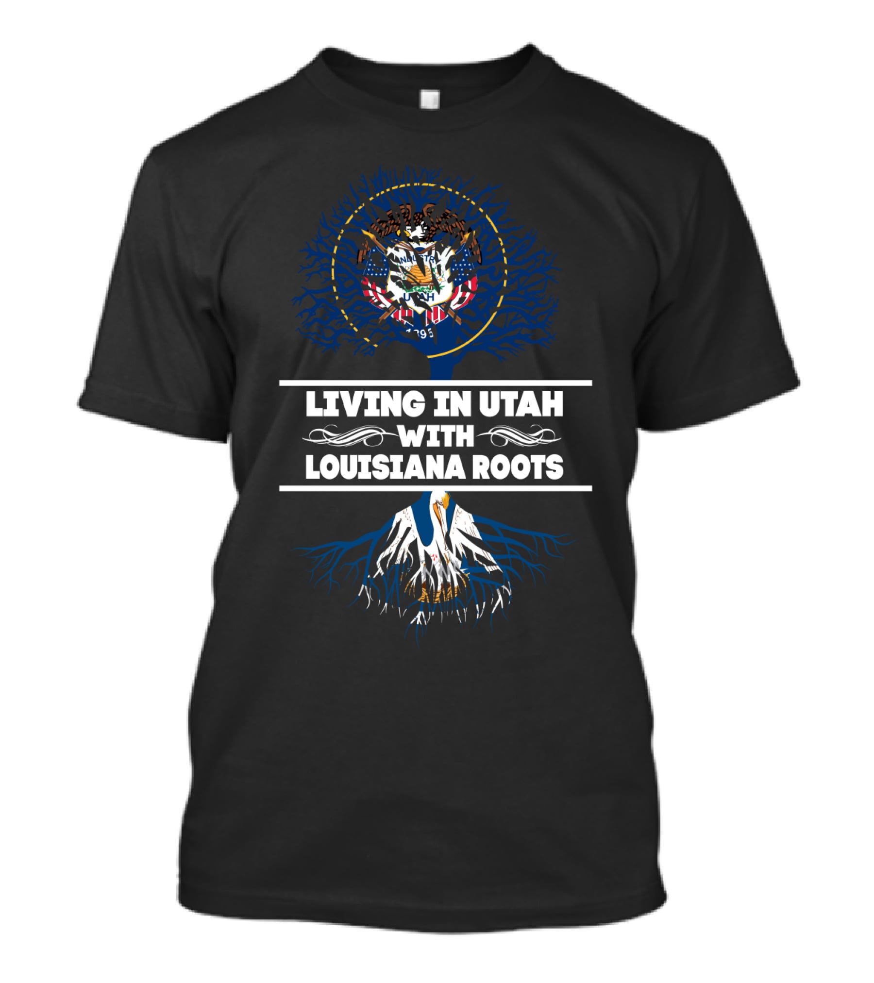 Utah Pride Blending With Deep Louisiana Roots Emblem T-Shirt