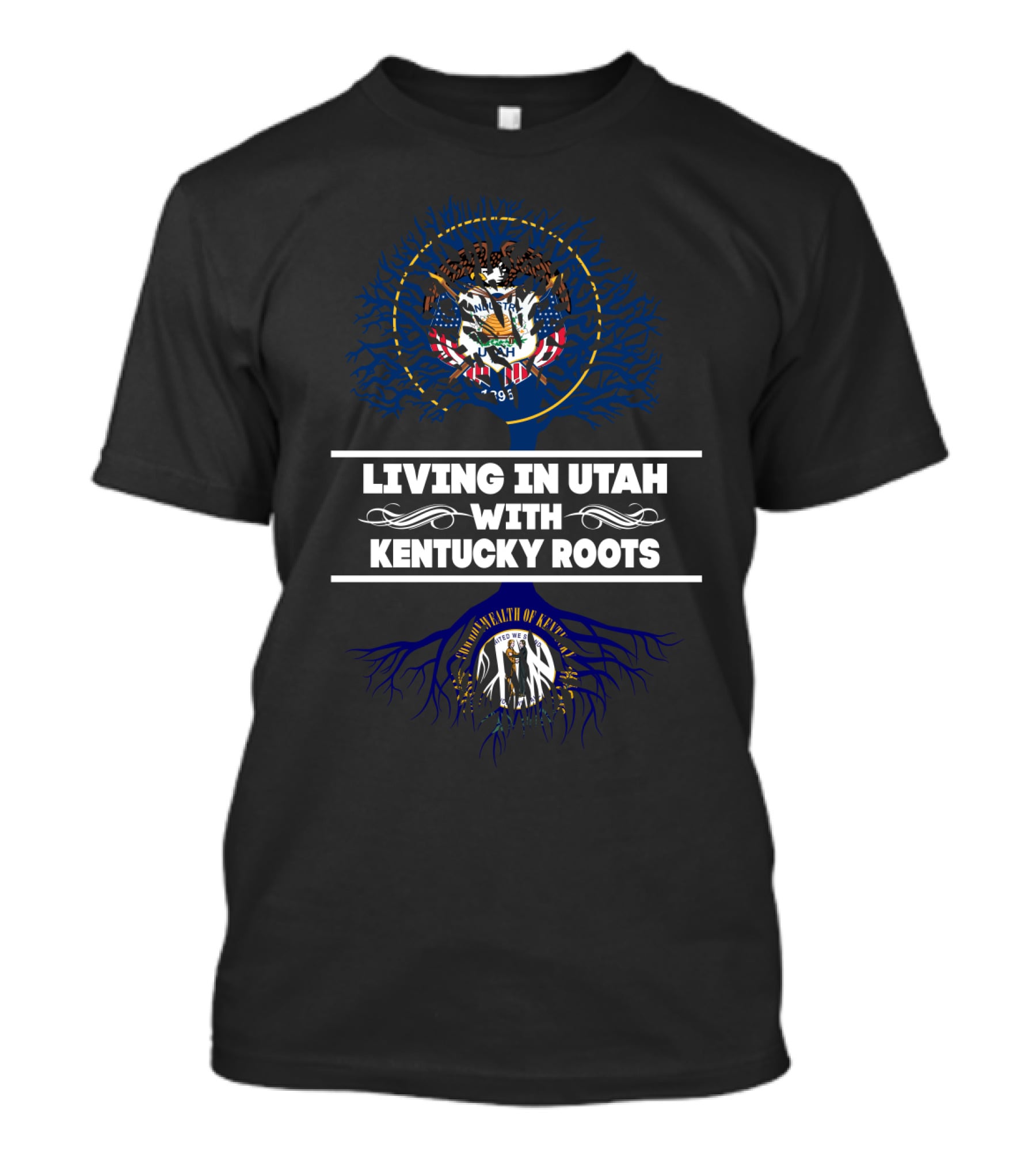 Dual Heritage Pride: Living In Utah With Kentucky Roots Embracing State Symbols T-Shirt
