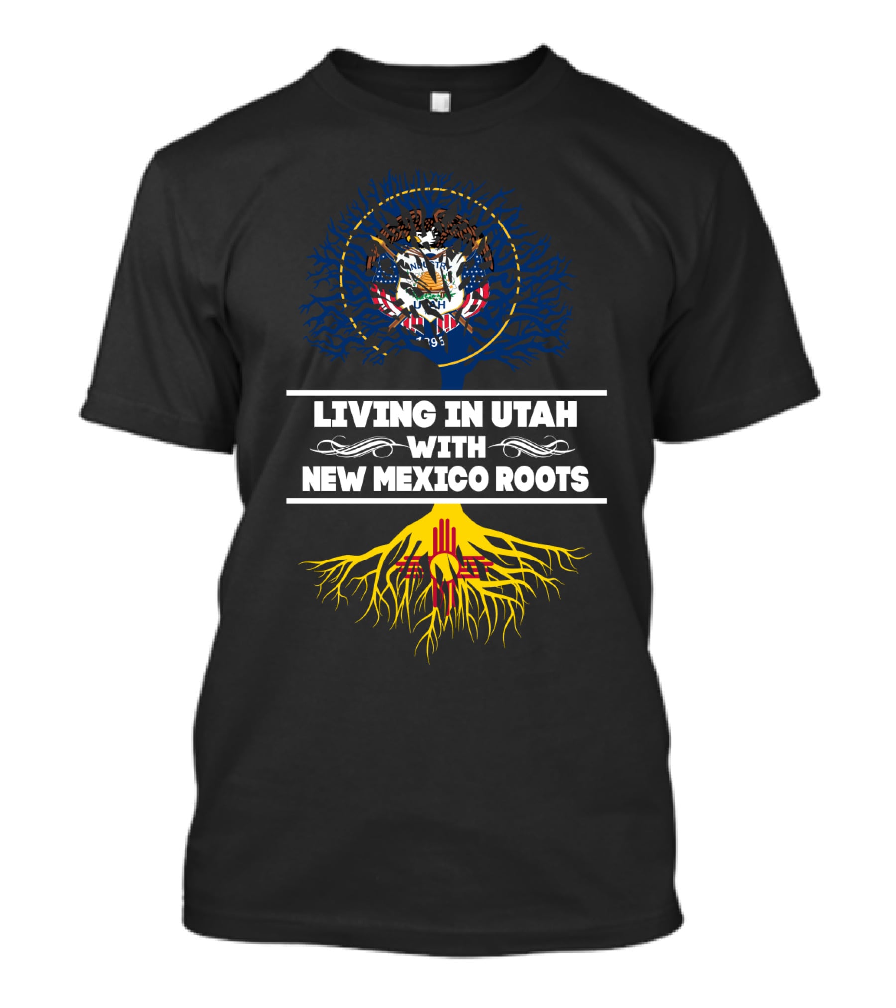 Utah With New Mexico Roots Tree Featuring State Seals And Symbolм T-Shirt