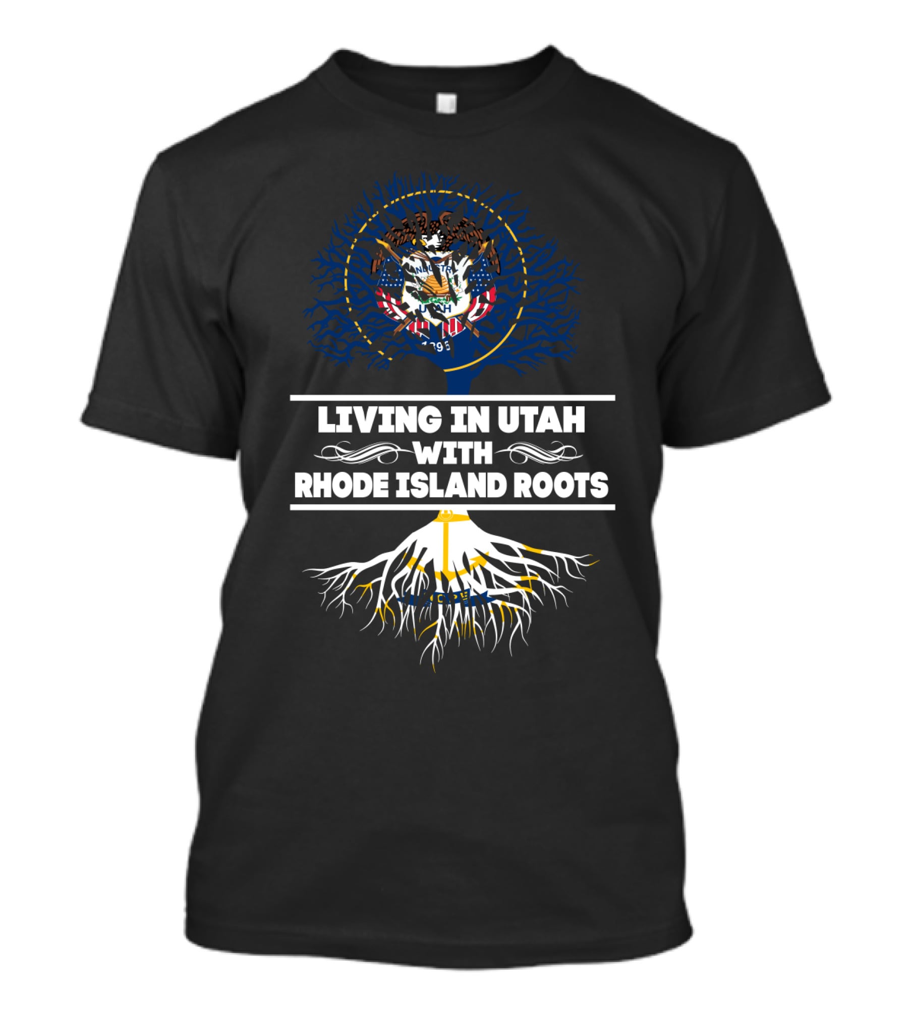 Utah State Emblem And Rhode Island Roots Connection T-Shirt