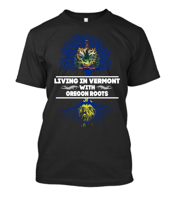 Vermont And Oregon Connection With State Symbols And Tree Roots T-Shirt