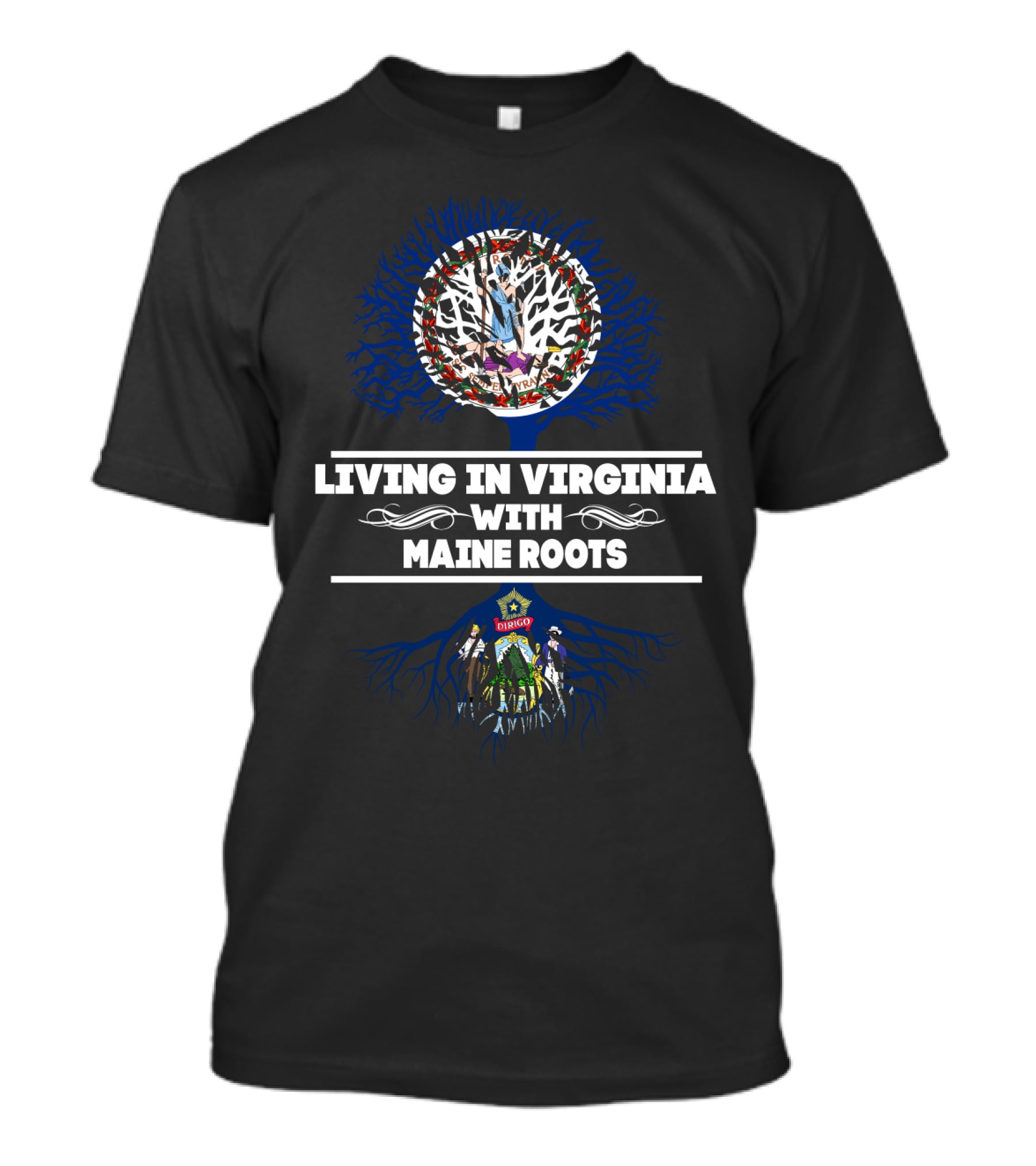 Virginia Living Maine Roots State Pride Connection Tree T-Shirt