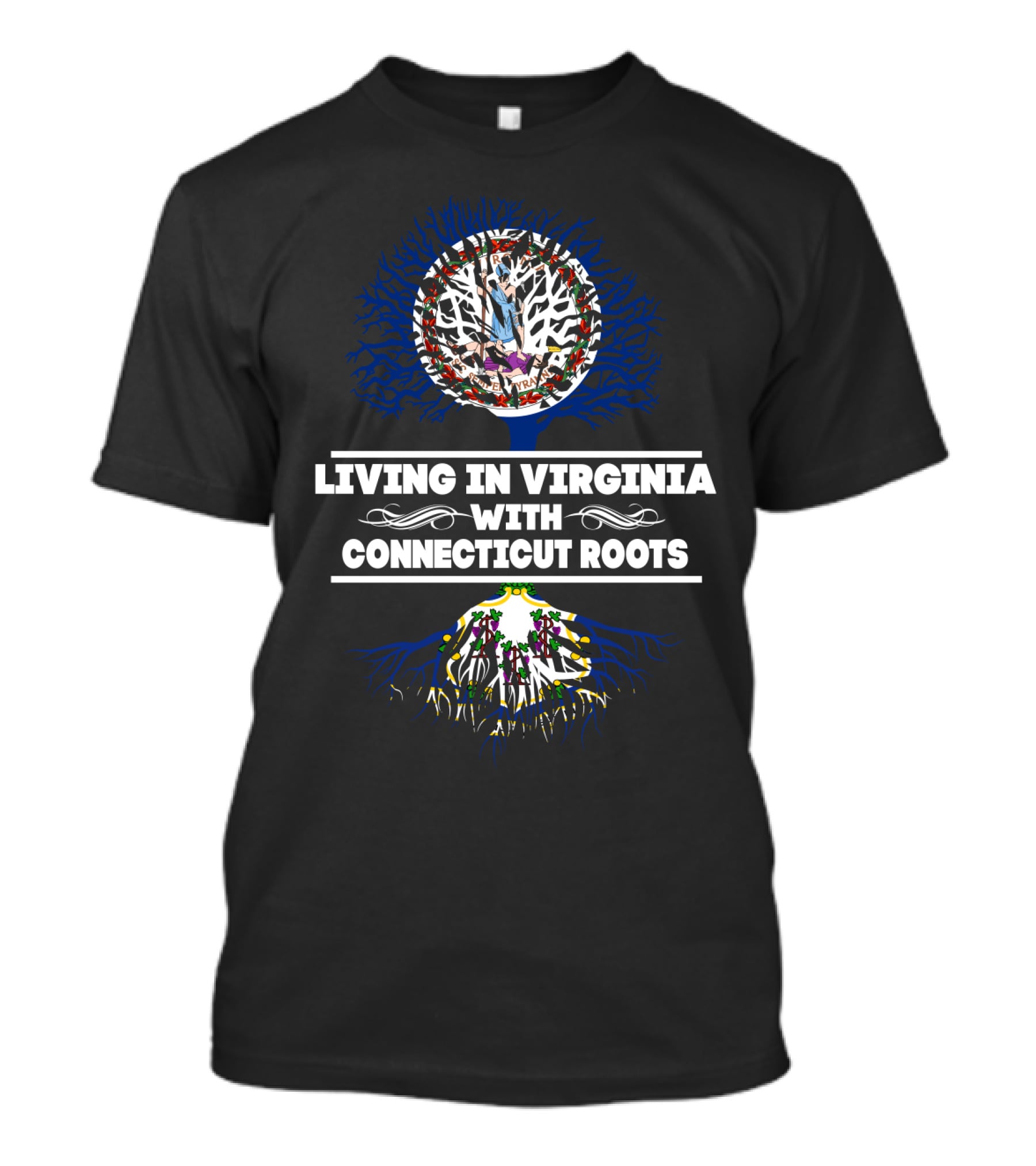 Connecting Virginia Living With Connecticut Heritage Tree Roots T-Shirt