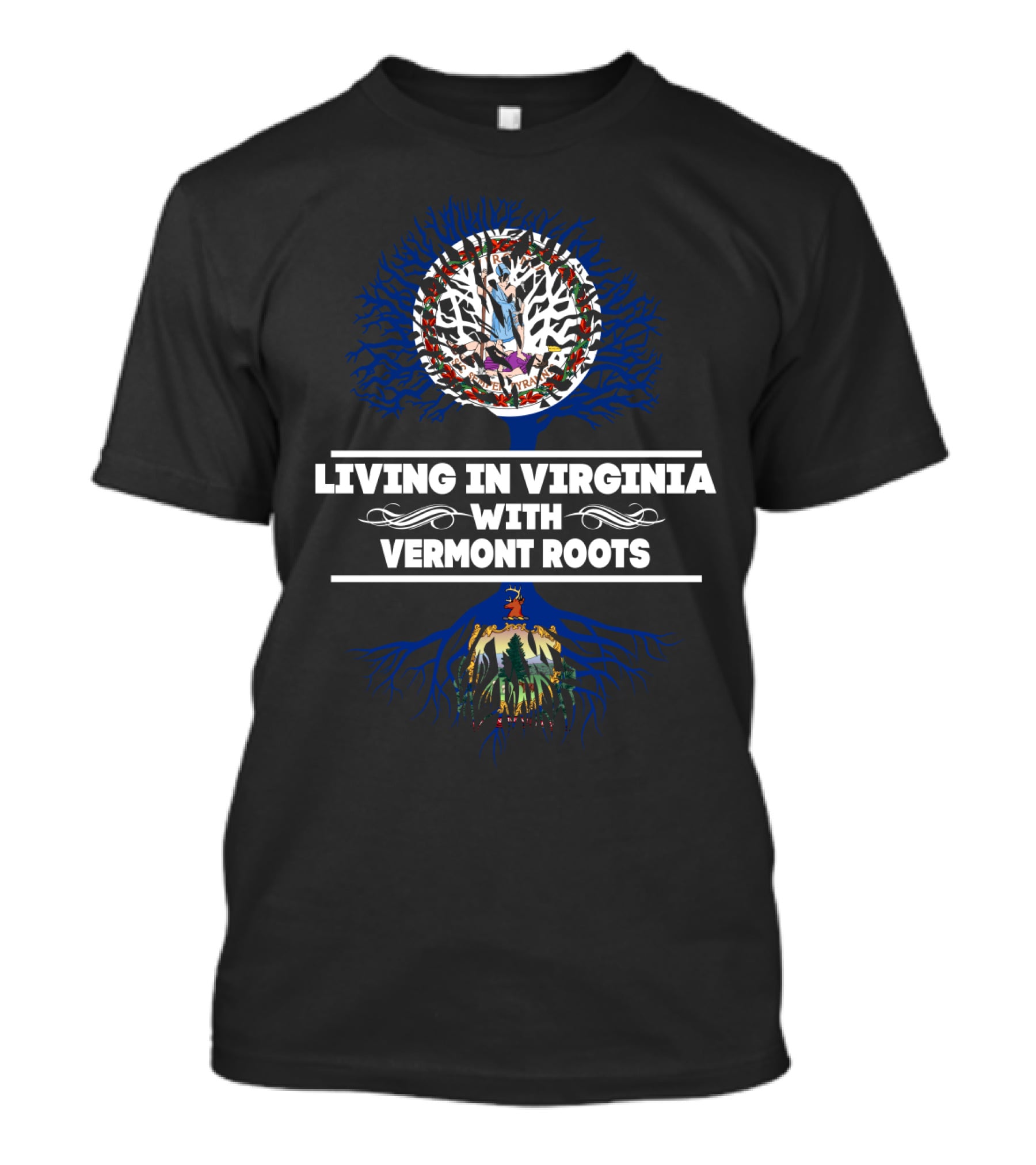 Living In Virginia With Vermont Roots Tree Symbolism T-Shirt