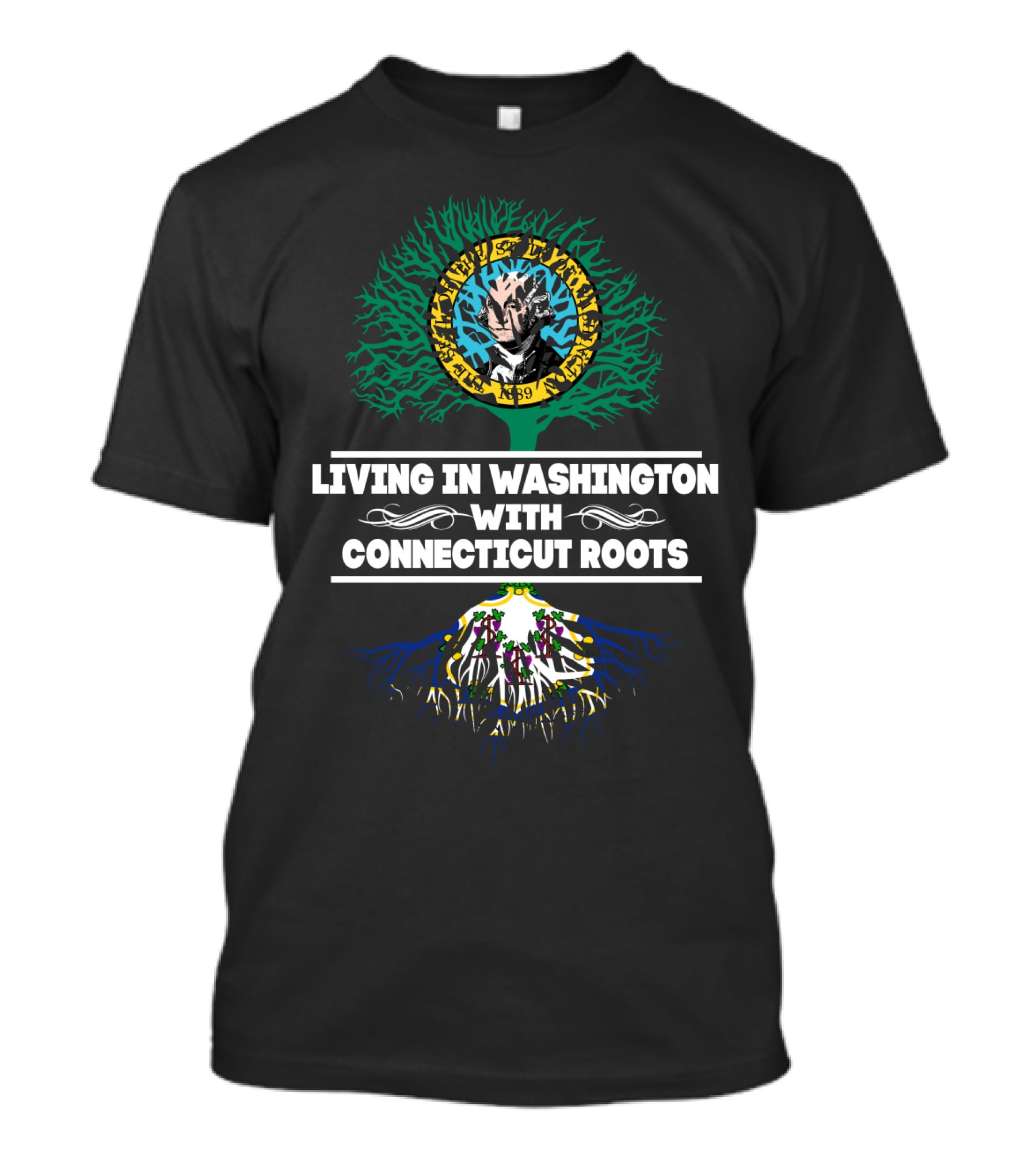Living In Washington With Connecticut Roots Tree Of Life Black Heritage And Culture T-Shirt