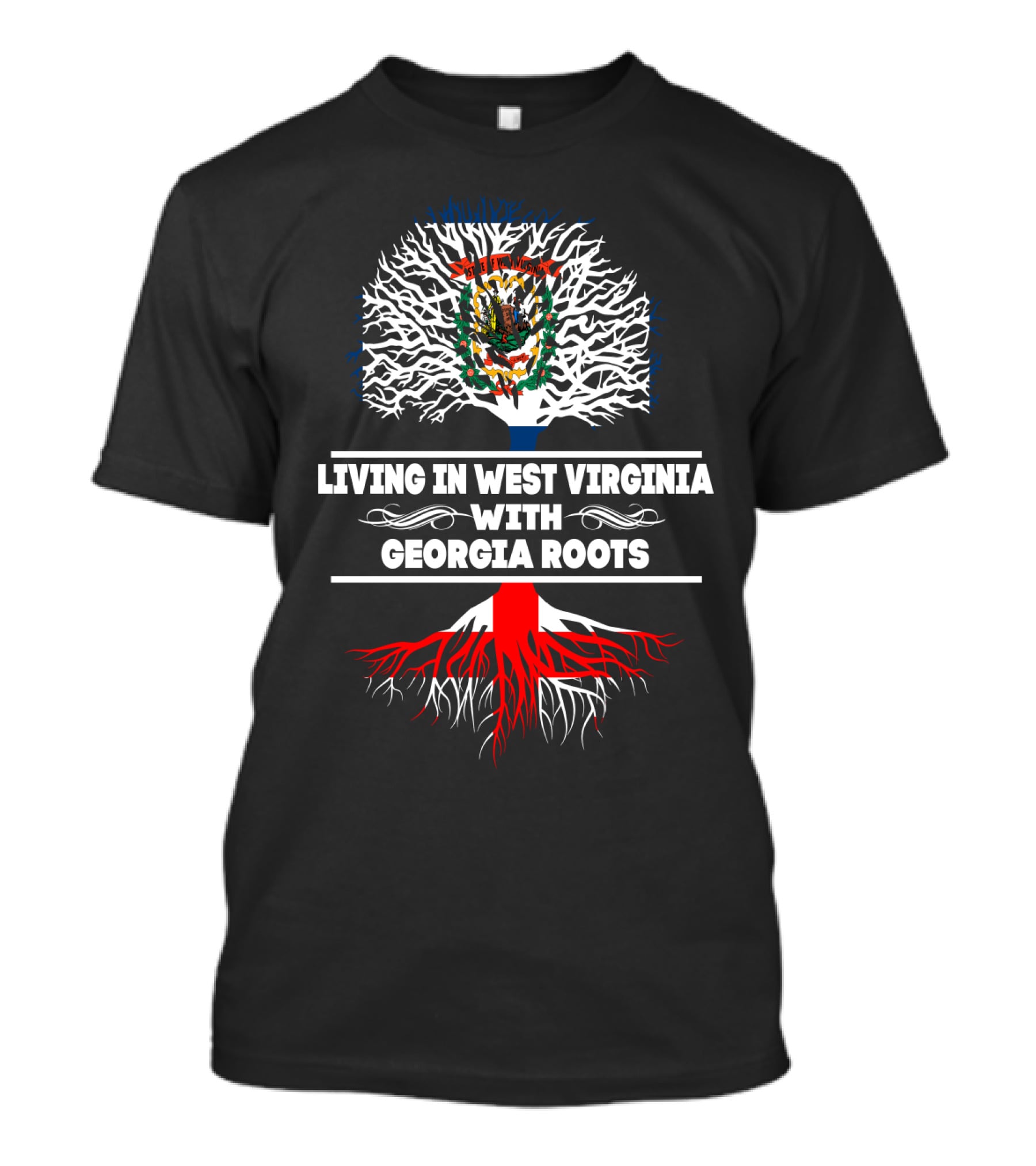 West Virginia Pride With Georgia Heritage Tree Emblem T-Shirt