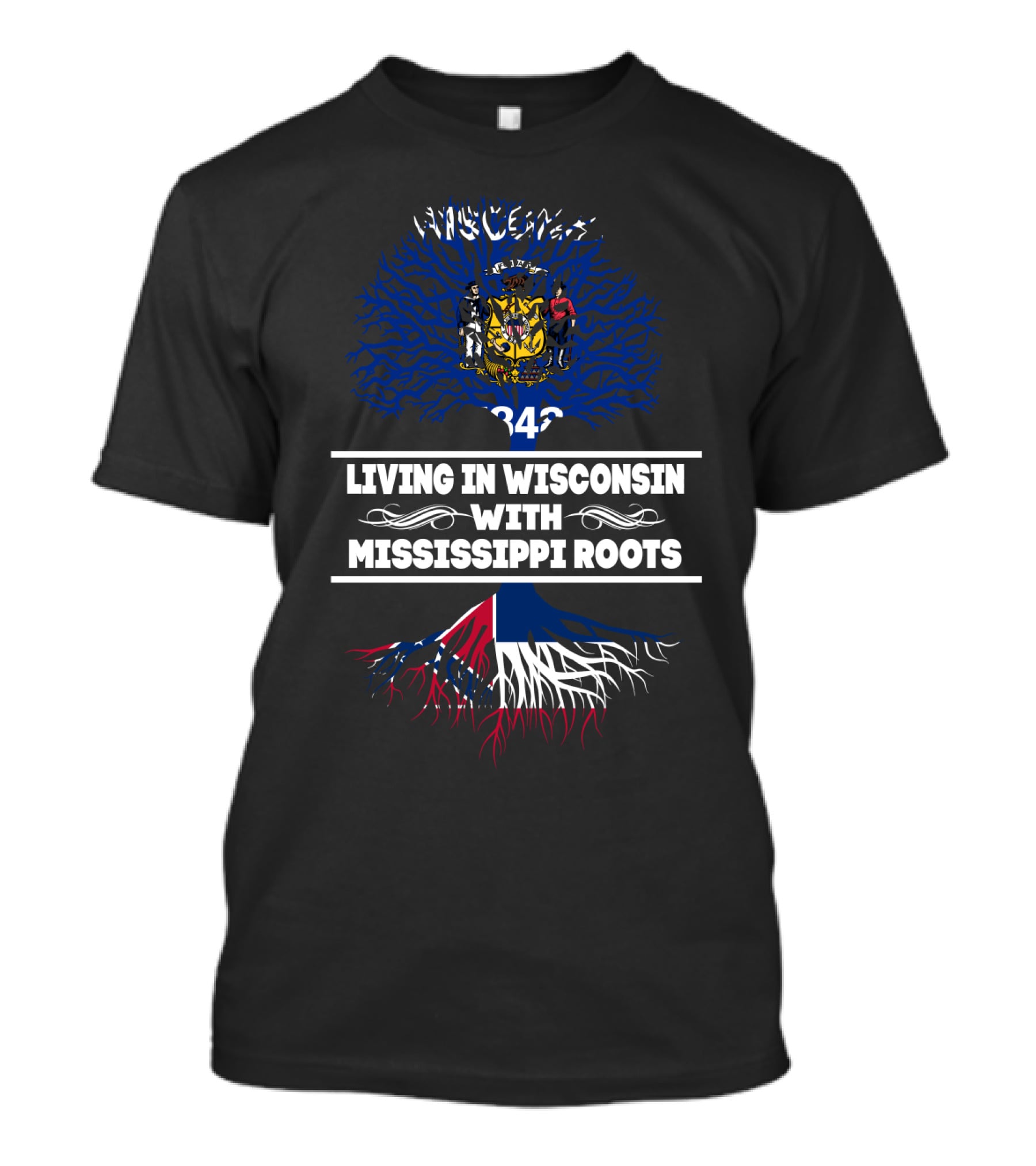 Living In Wisconsin Embracing Mississippi Roots With State Colors And Symbols T-Shirt