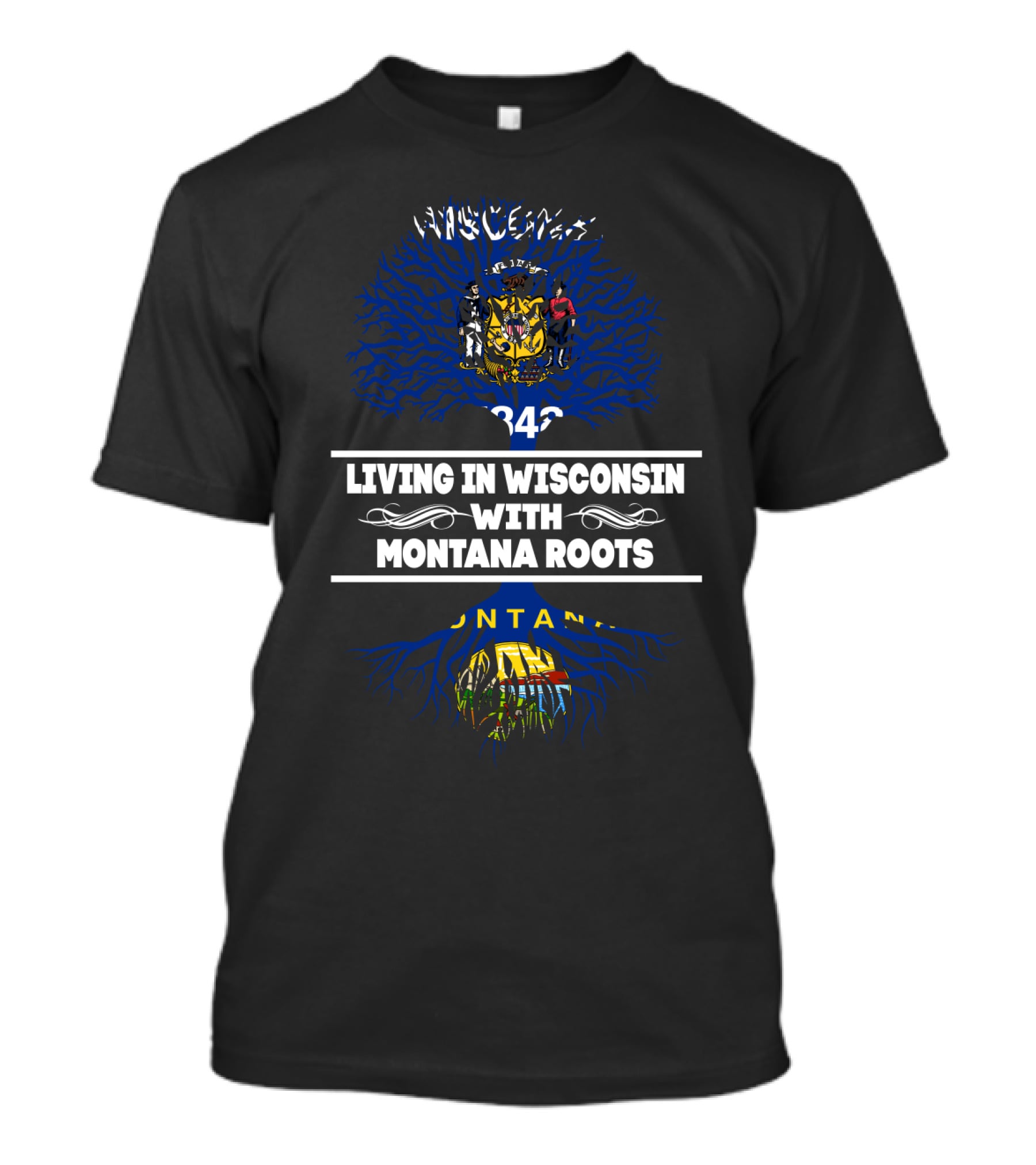 Wisconsin Pride United By Montana Roots State Seals T-Shirt