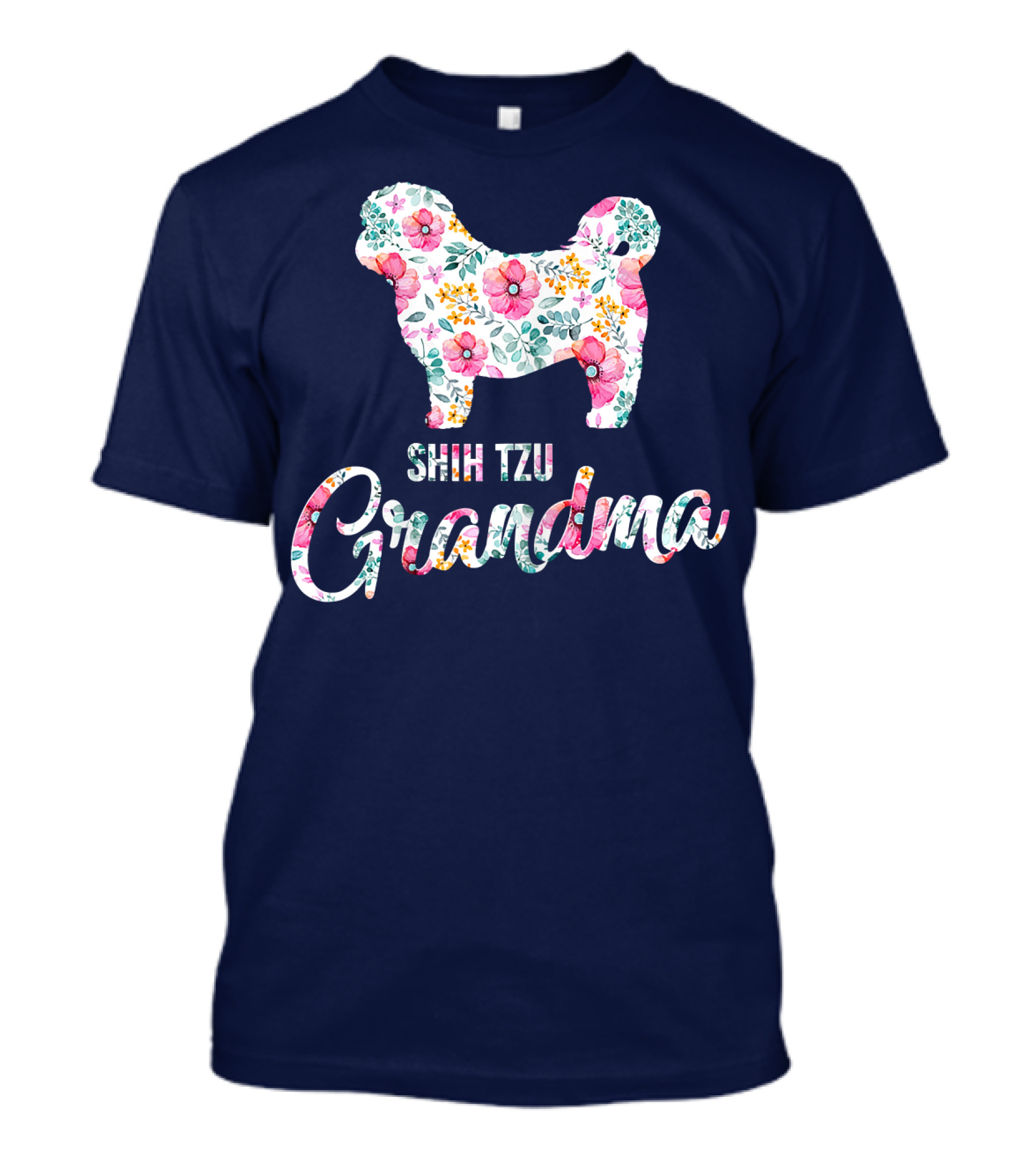 Shih Tzu Grandma Floral Dog T-Shirt