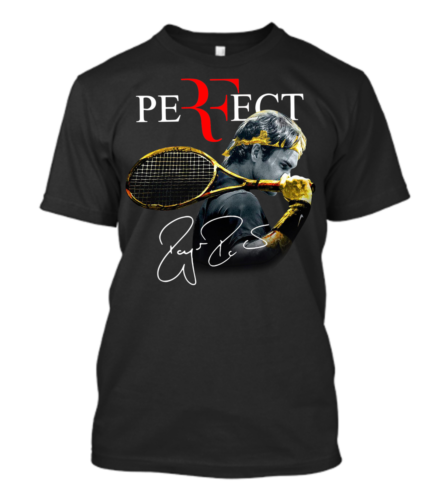 Roger Federer Perfect Tennis Tribute Racket Signature Iconic Moment T-Shirt