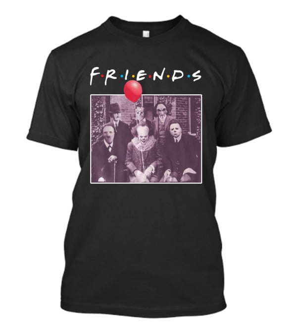 Horror Movie Characters Iconic Friends TV Show Parody Featuring Red Balloon T-Shirt