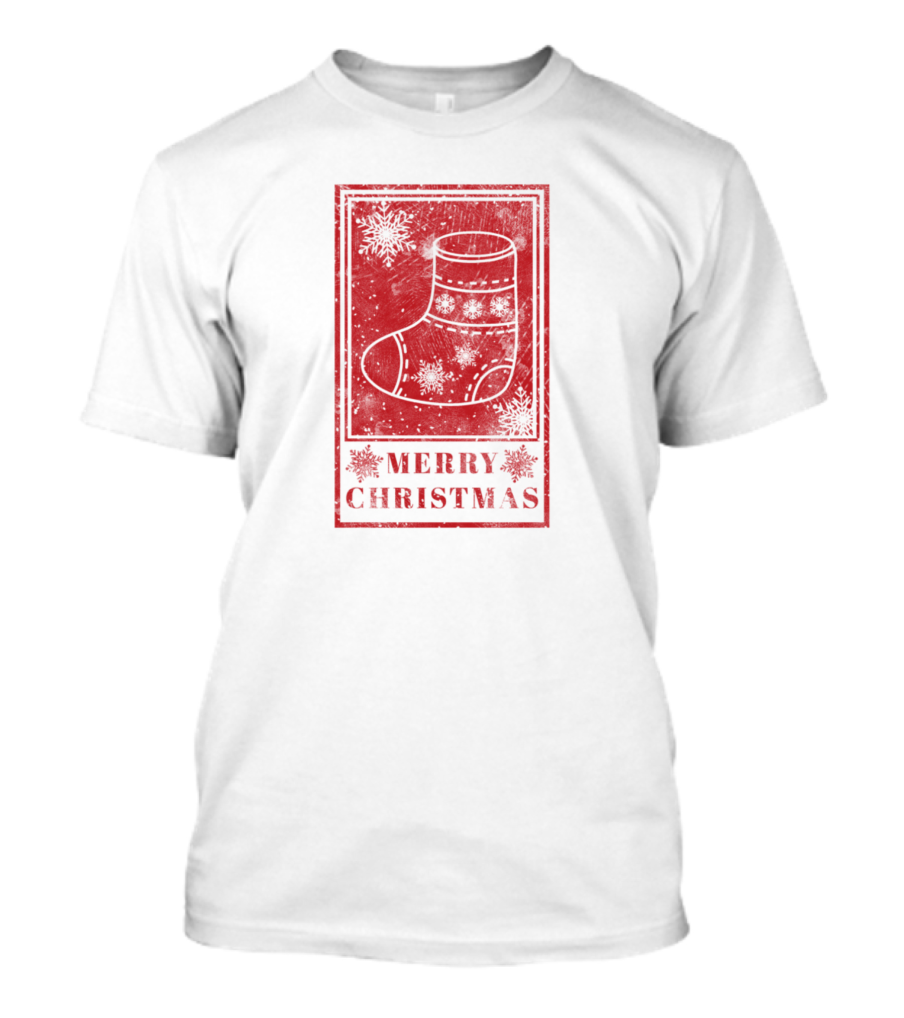 Merry Christmas Red Sock Post Stamp T-Shirt