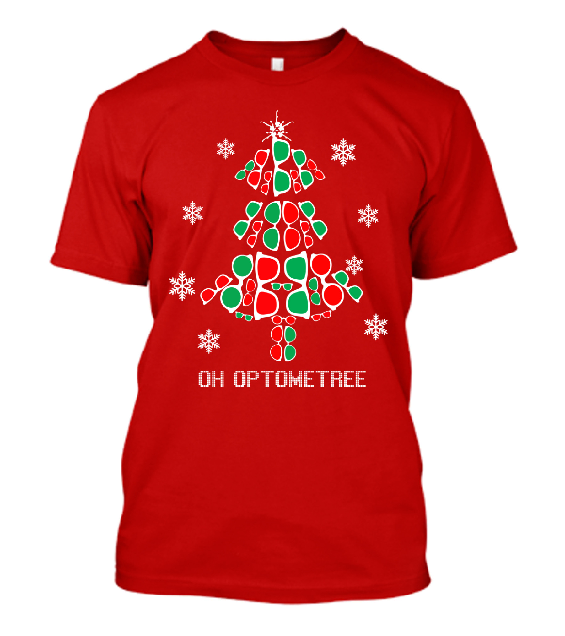 Oh Optometree Christmas Specs And Snowflakes T-Shirt