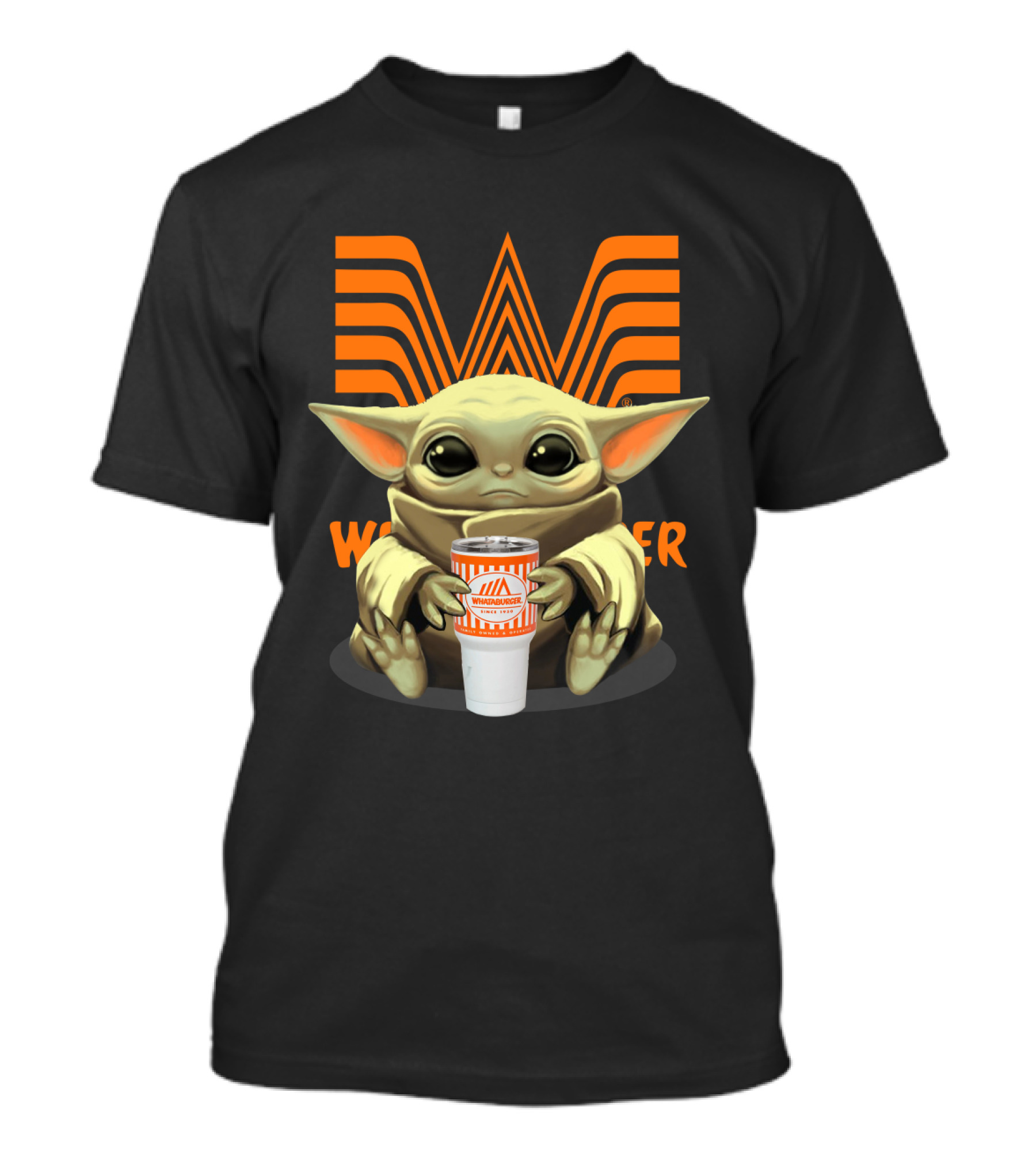 Baby Yoda Holding Whataburger Cup With Iconic Whataburger T-Shirt