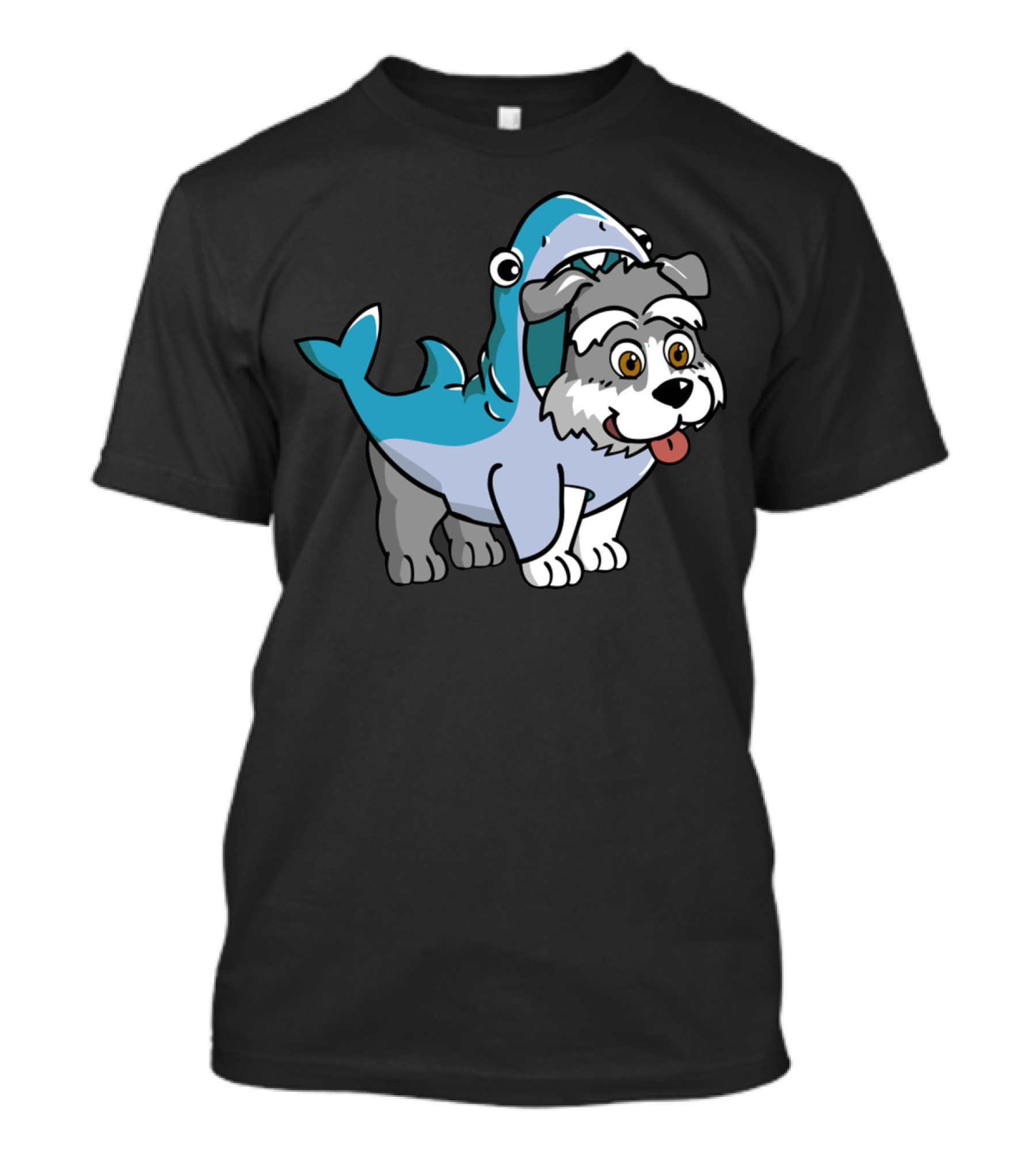 Schnauzer In Shark Costume Playful Cartoon Mashup T-Shirt