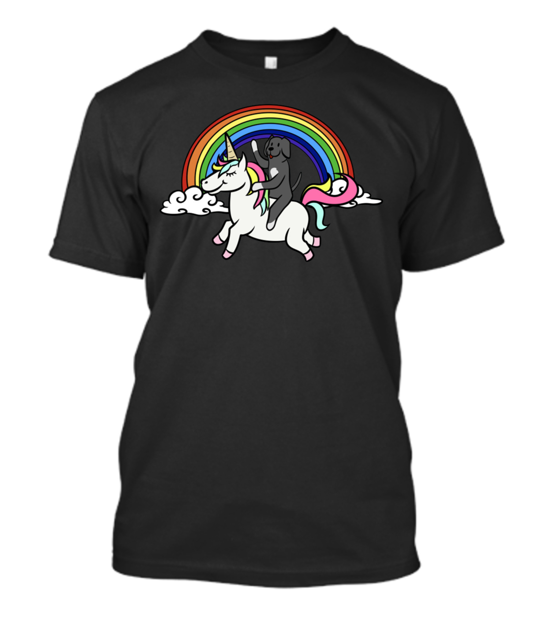 Rainbow Unicorn Adventure With Great Dane Rider T-Shirt