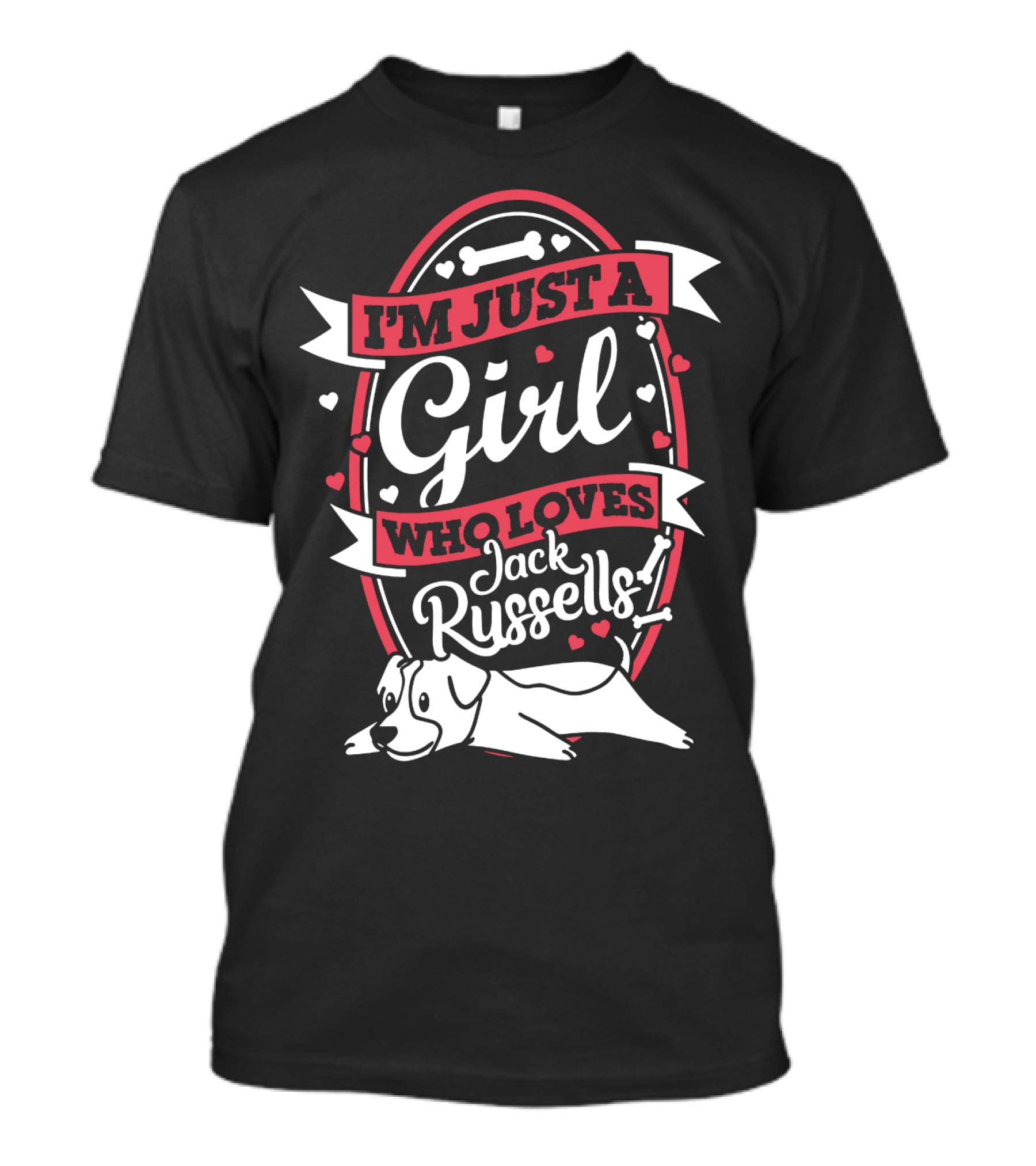 I'm Just A Girl Who Loves Jack Russells With Heart And Bone Accents T-Shirt