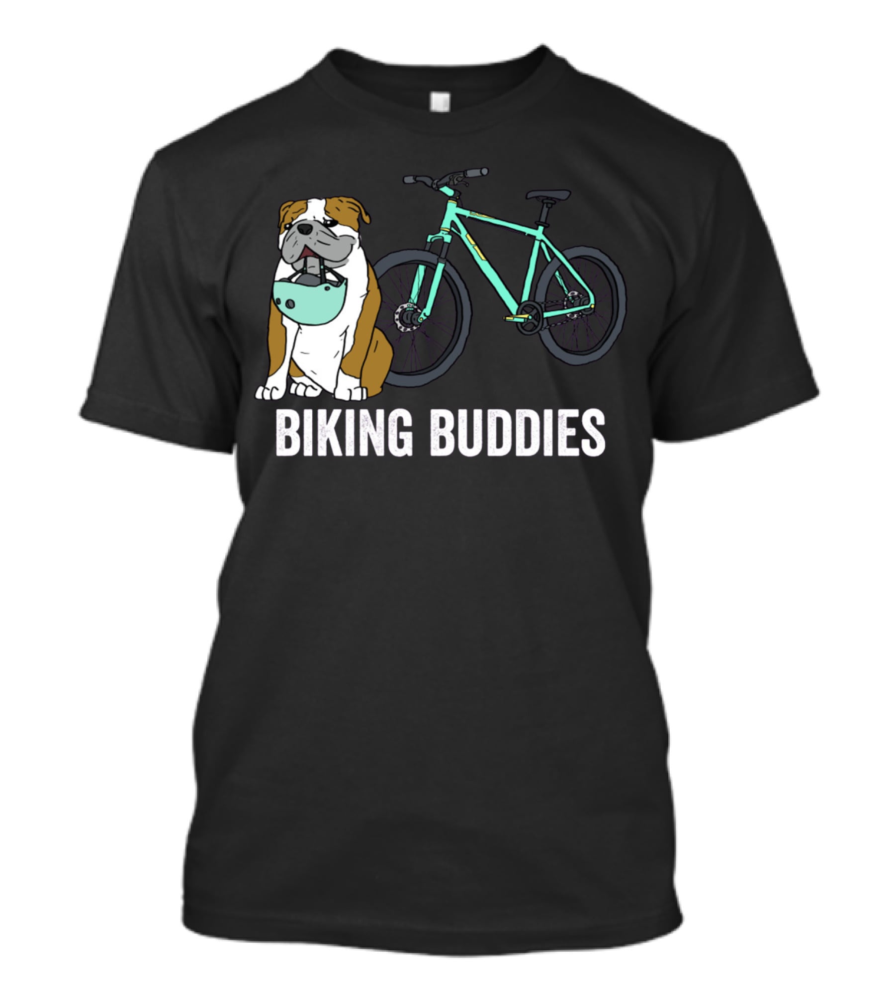 Biking Buddies Bulldog With Helmet And Bicycle T-Shirt
