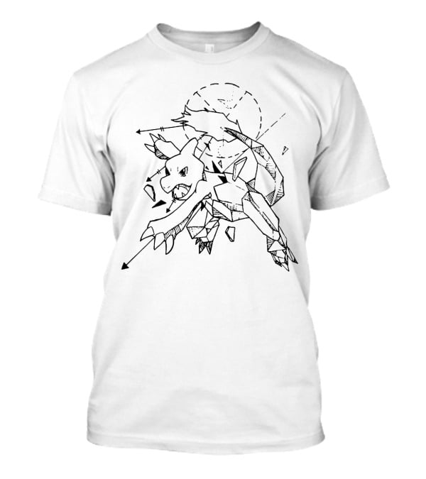 Geometric Charmeleon Pokemon Sketch T-Shirt
