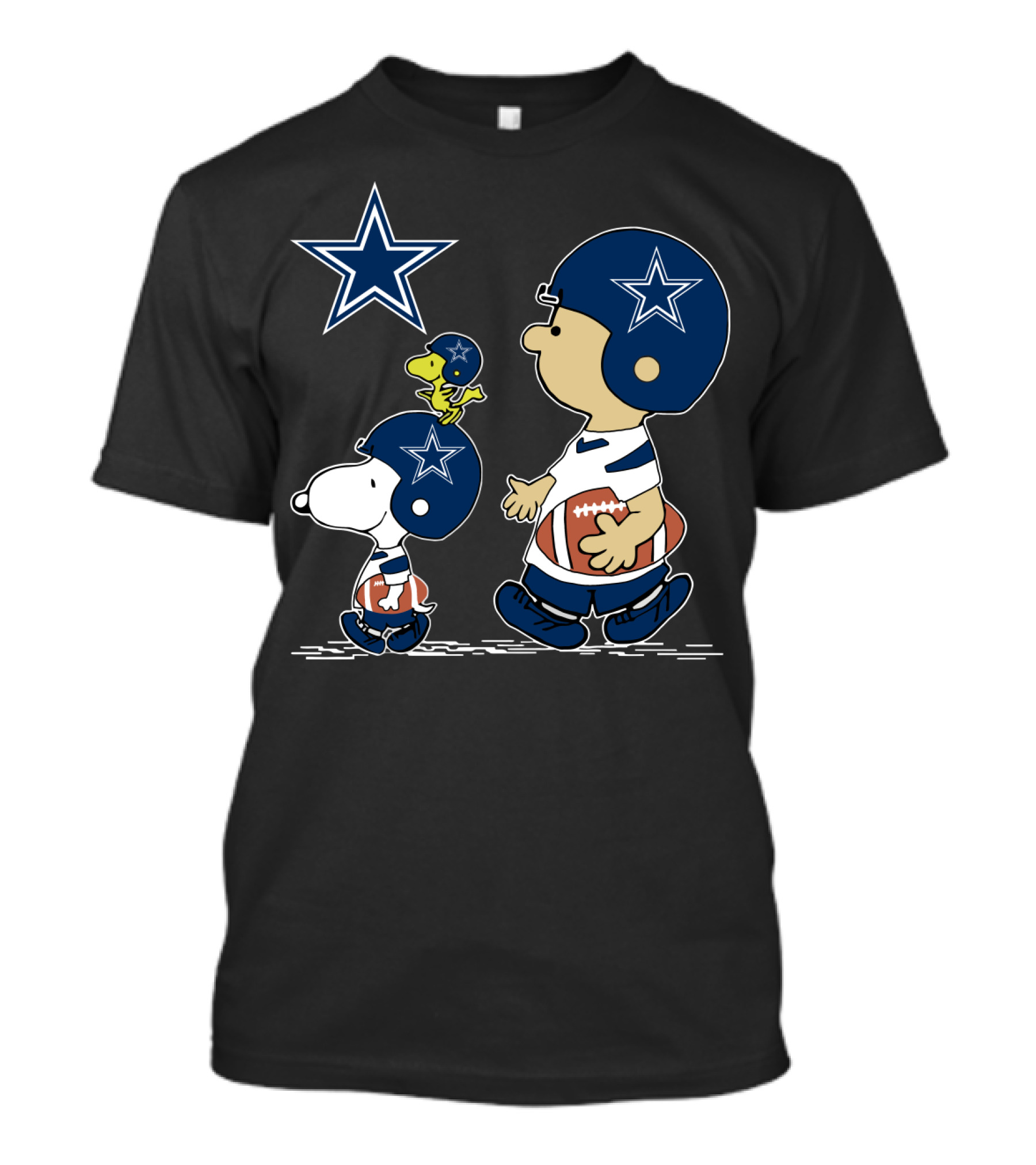 Dallas Cowboys Christmas Peanuts Cute Football Characters T-Shirt