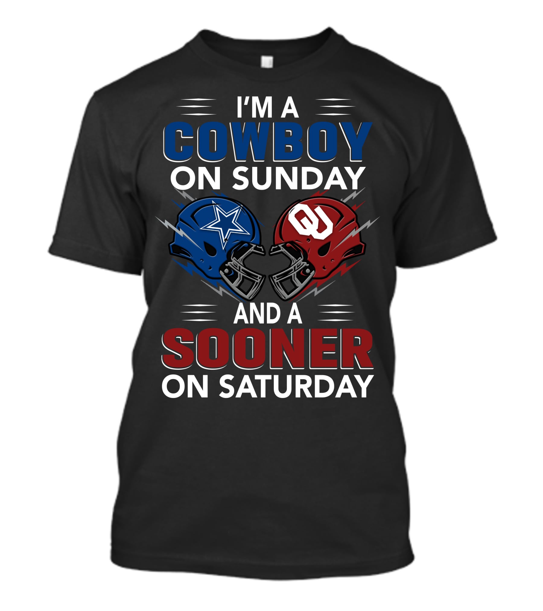 I'm A Cowboy On Sunday And A Sooner On Saturday Football Helmets T-Shirt