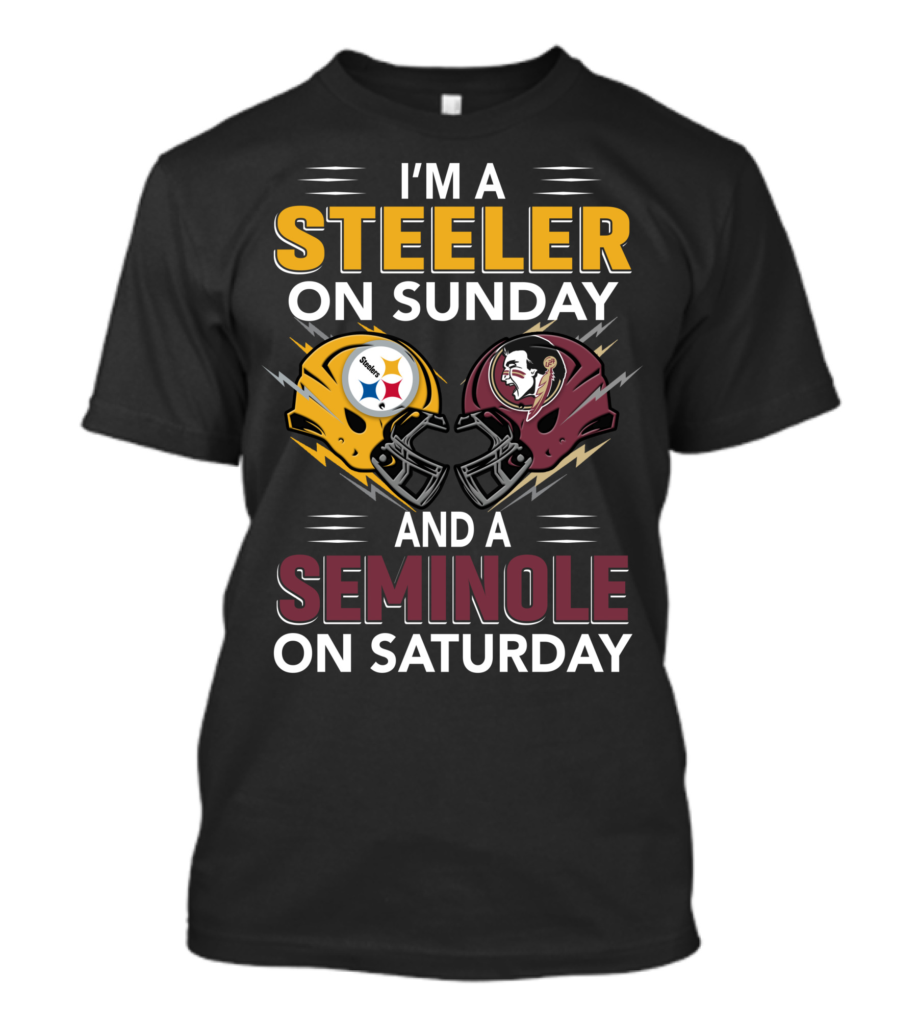 I'm A Steeler On Sunday And A Seminole On Saturday Helmet Clash T-Shirt