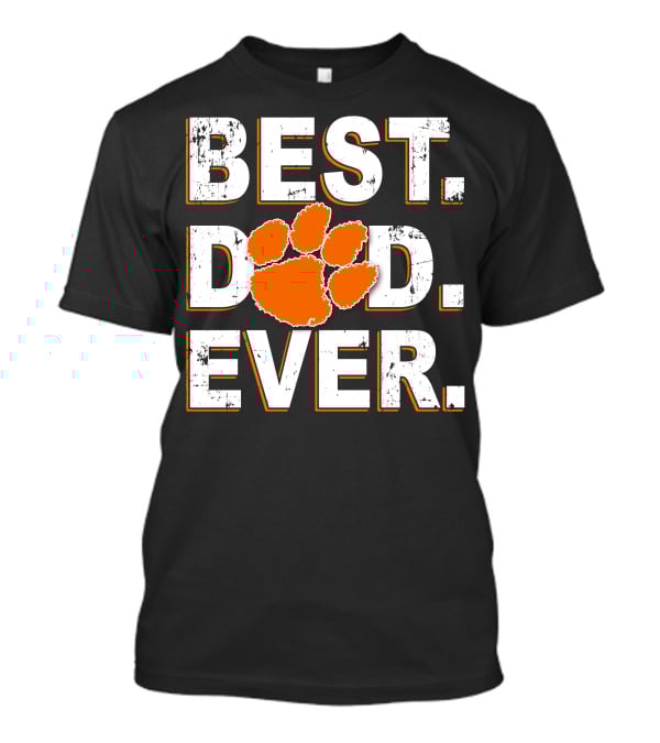 Best Dad Ever Clemson Tigers Football Paw Print T-Shirt