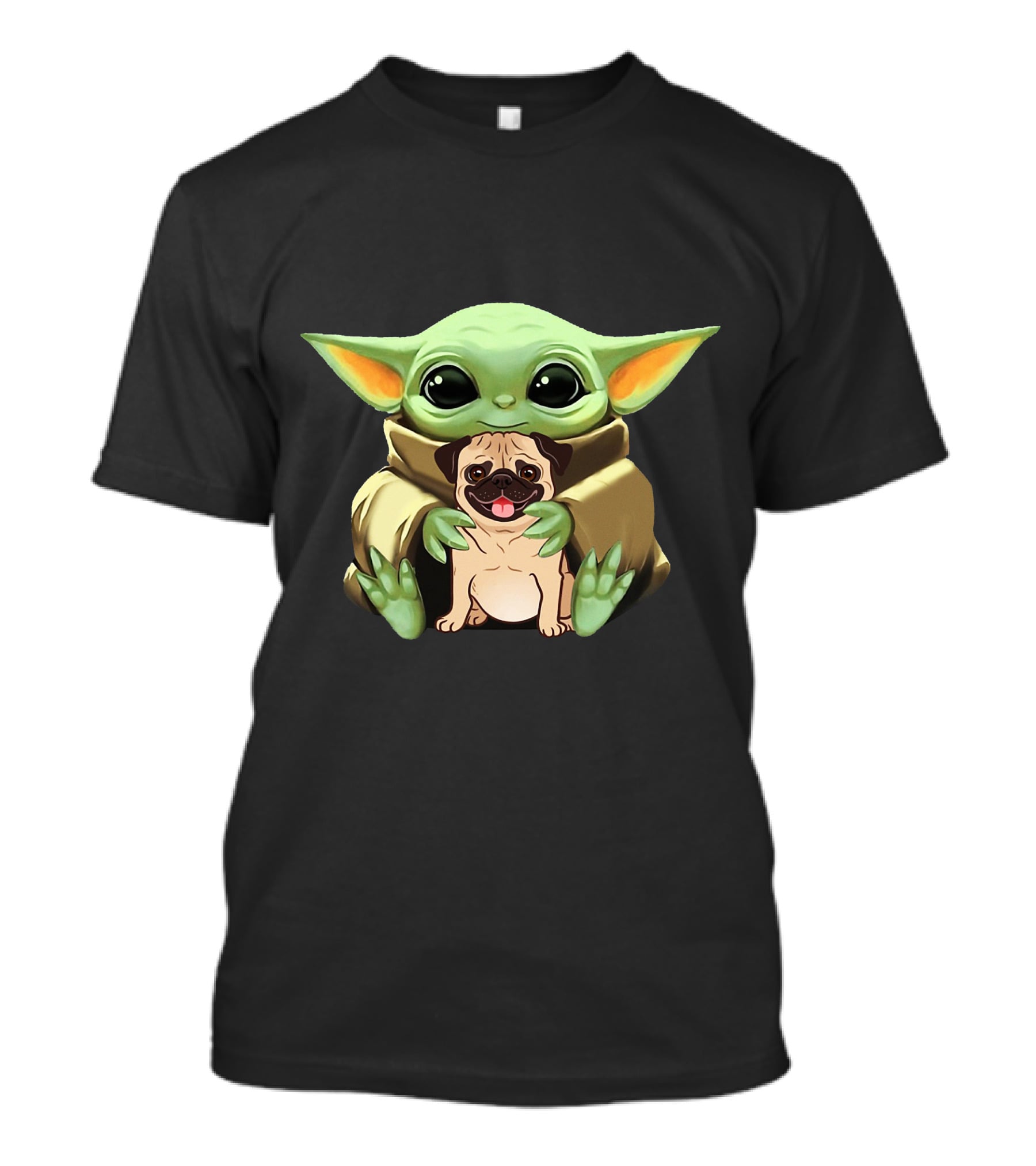 Baby Yoda Holding Pug Companion Cuteness T-Shirt