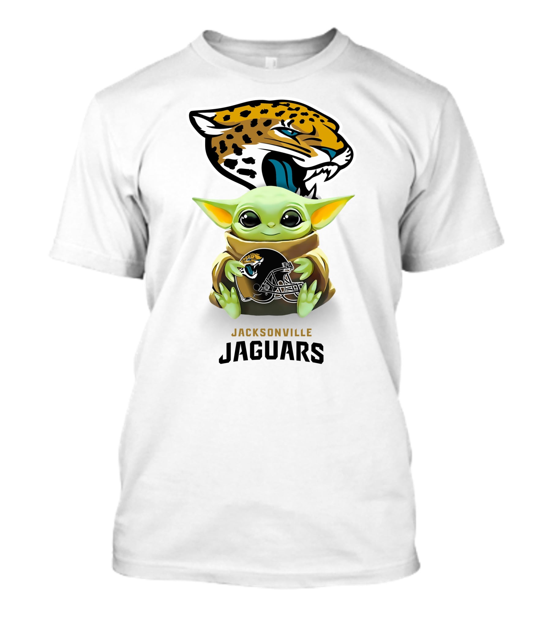 Baby Yoda Holding Jacksonville Jaguars Helmet With Team T-Shirt