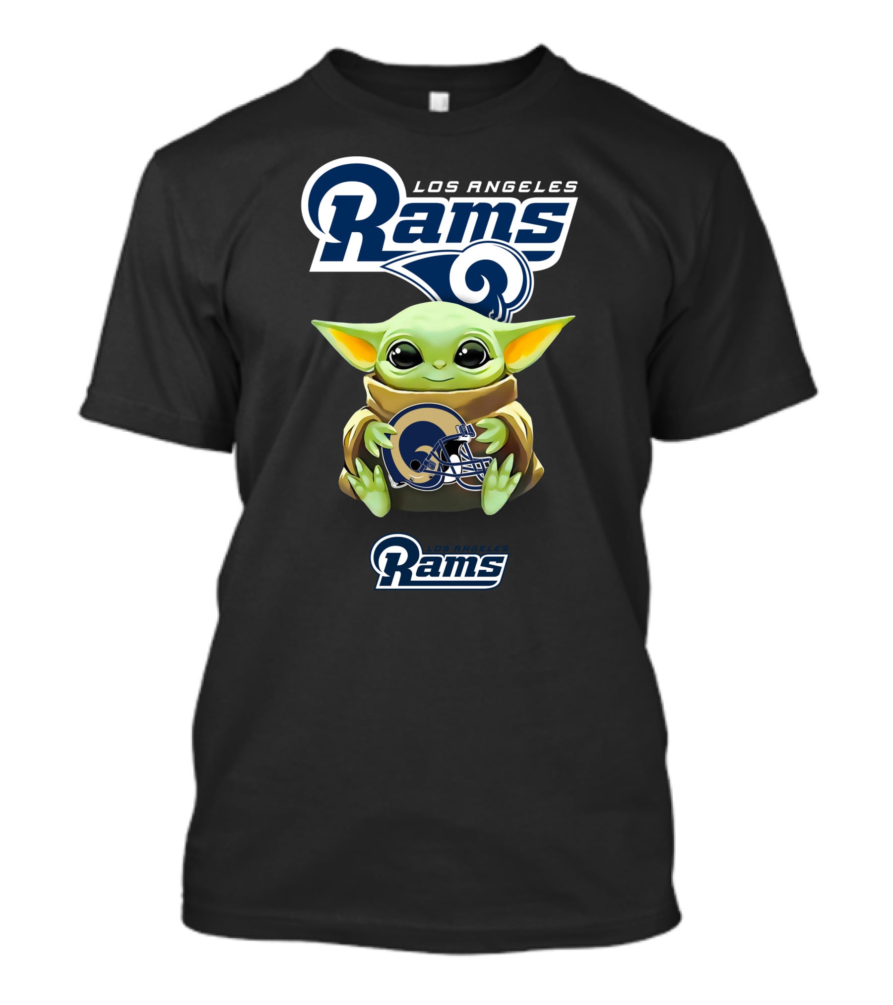 Baby Yoda Los Angeles Rams Hug Helmet T-Shirt