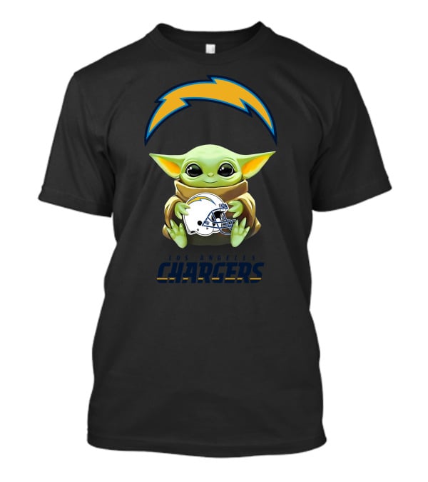 Baby Yoda Hug Los Angeles Chargers Helmet T-Shirt