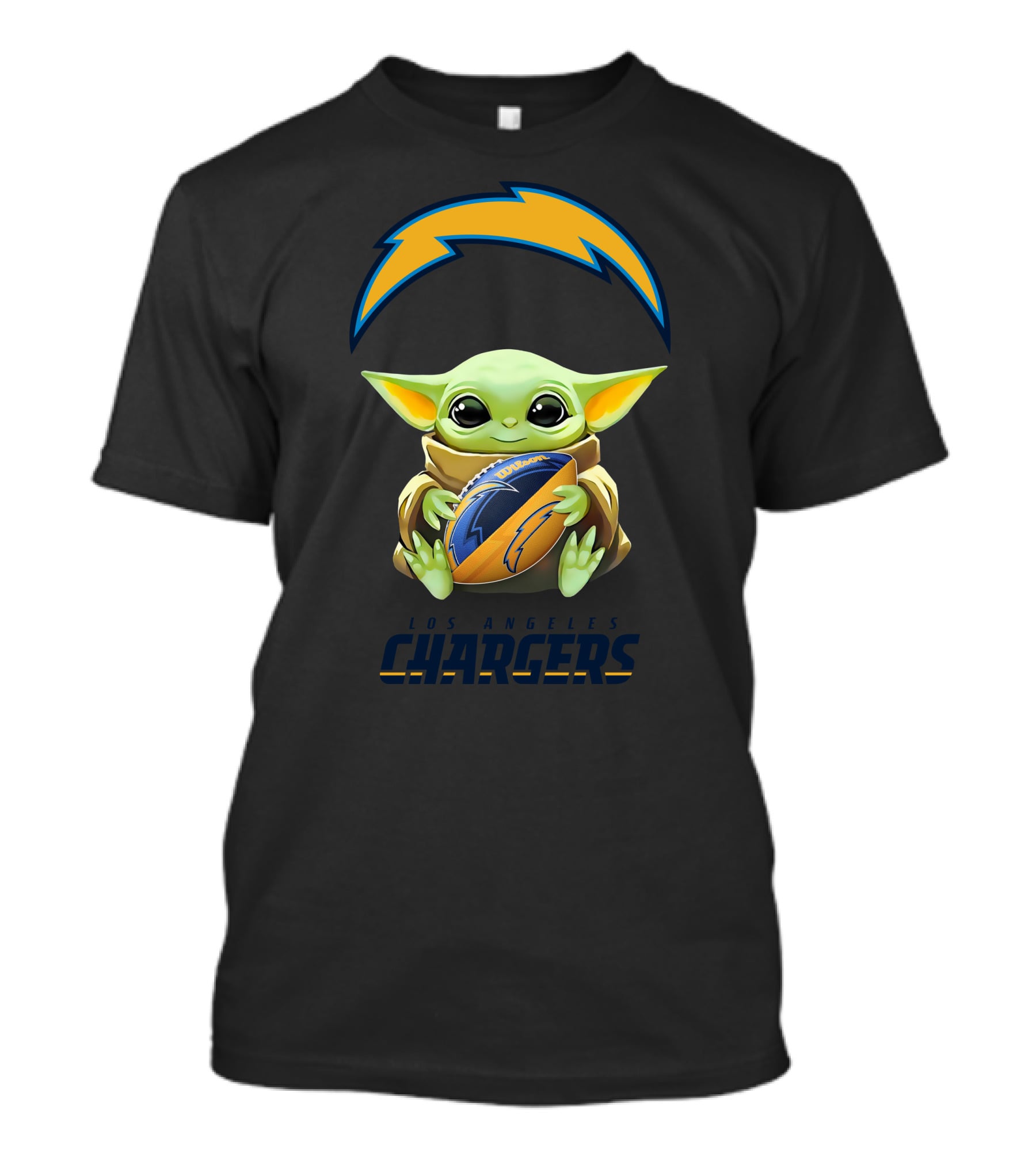 Baby Yoda Hug Los Angeles Chargers Football T-Shirt