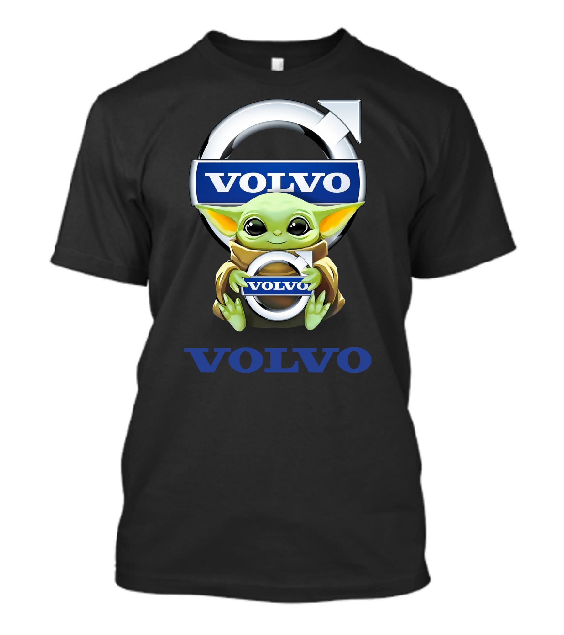 Baby Yoda With Volvo Emblem Hugging T-Shirt