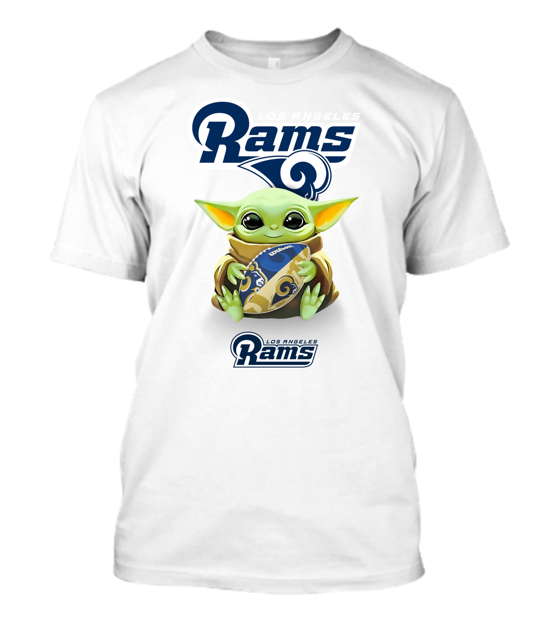 Baby Yoda Los Angeles Rams Football Hug T-Shirt