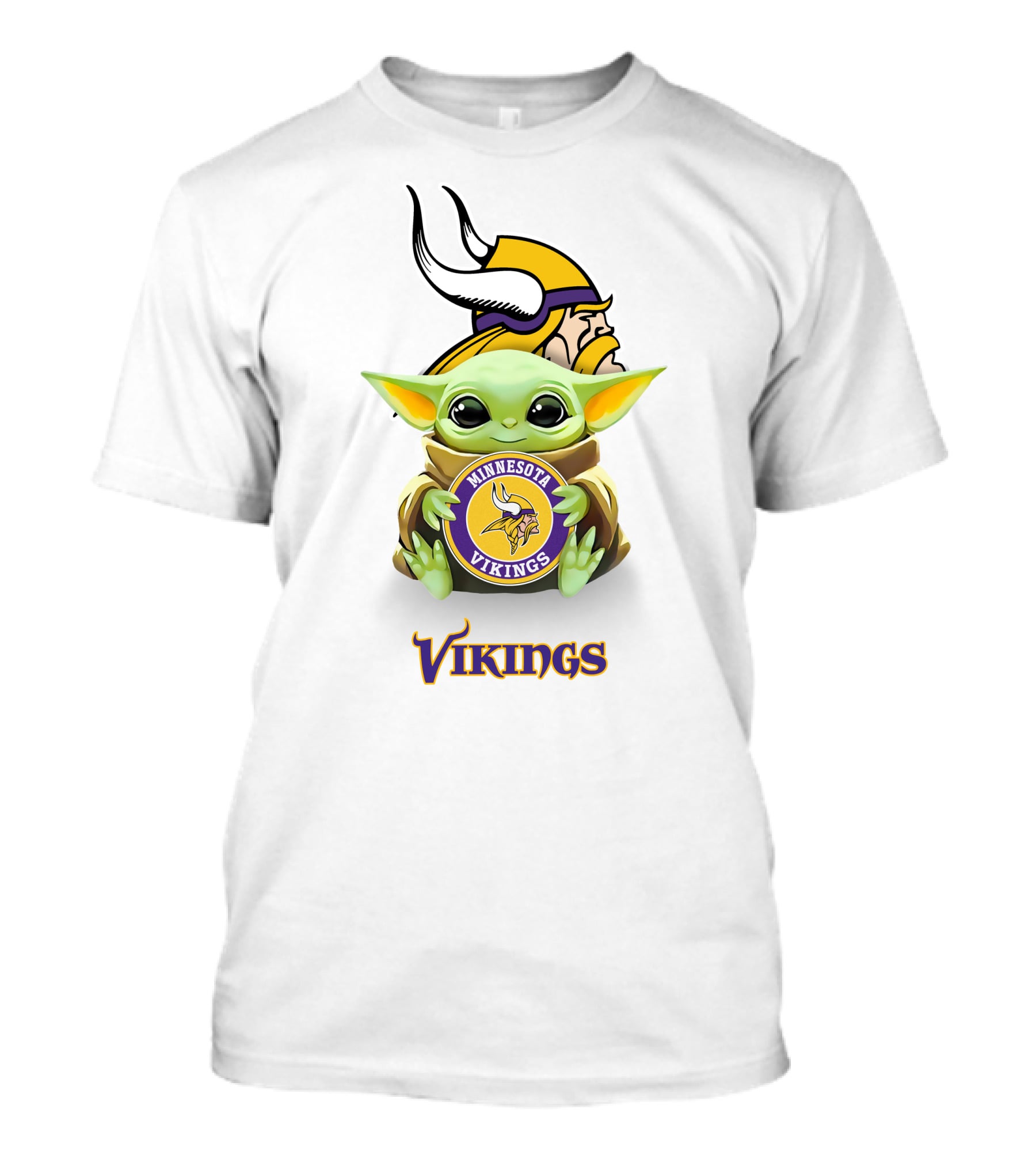 Baby Yoda Minnesota Vikings Vikings Logo White T-Shirt