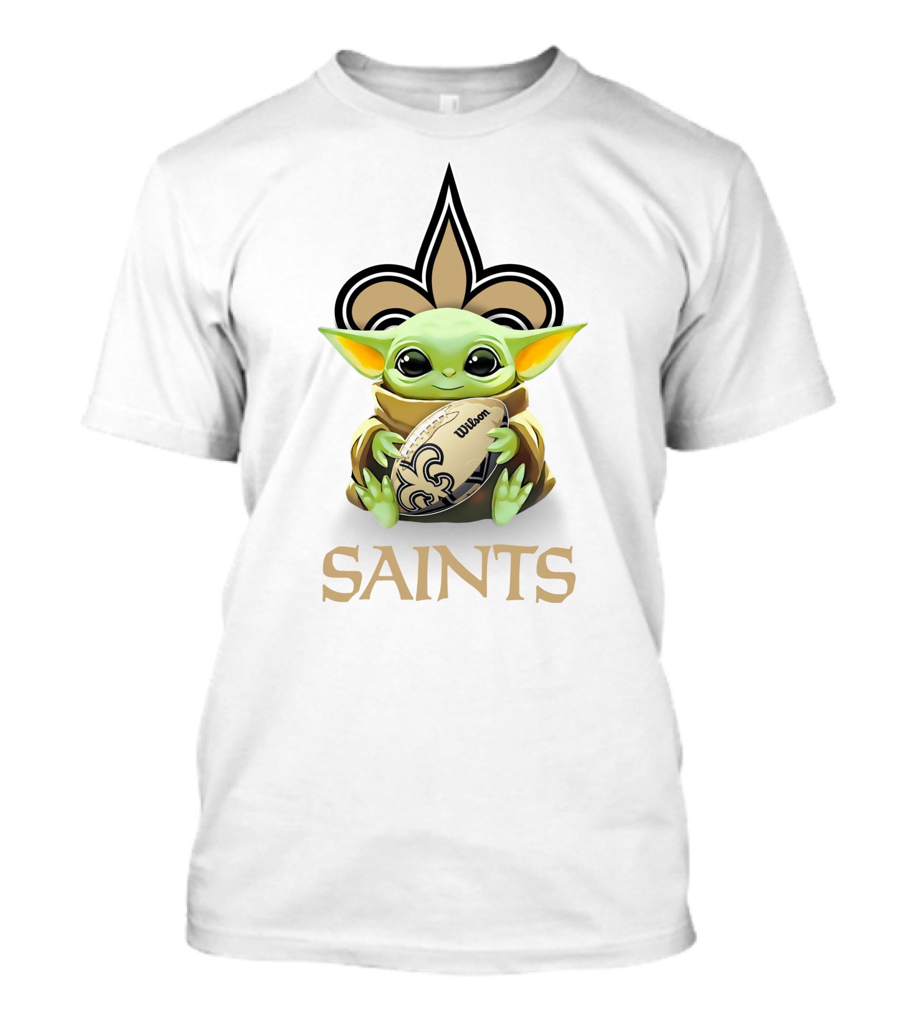 Baby Yoda Saints Football Wilson New Orleans Fleur-De-Lis T-Shirt